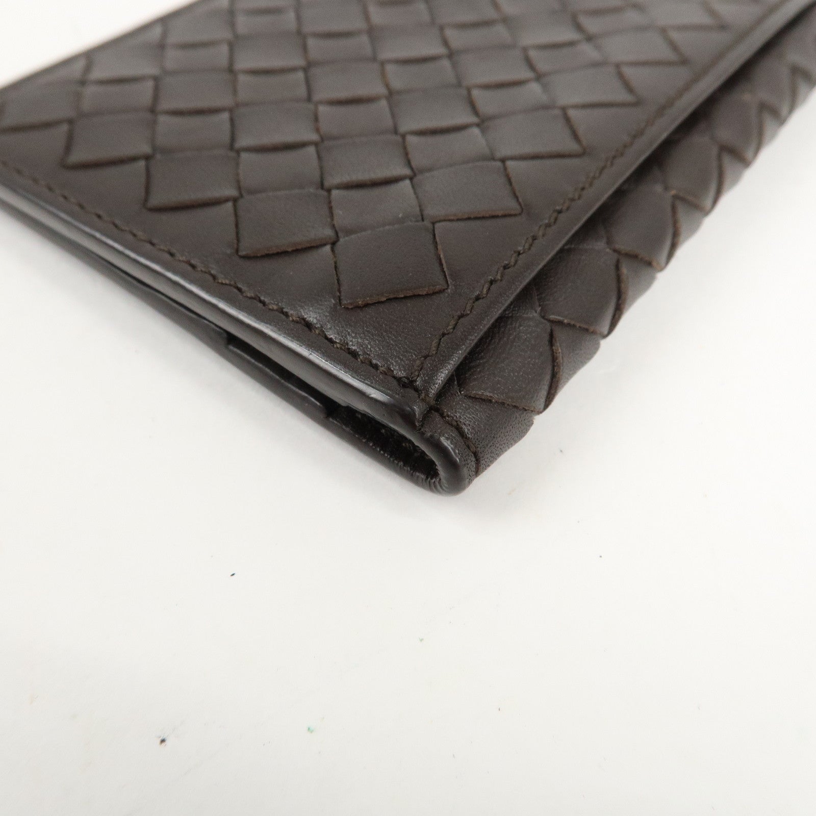 BOTTEGA VENETA Intrecciato Leather Card Case Brown 120701 V4651 Used
