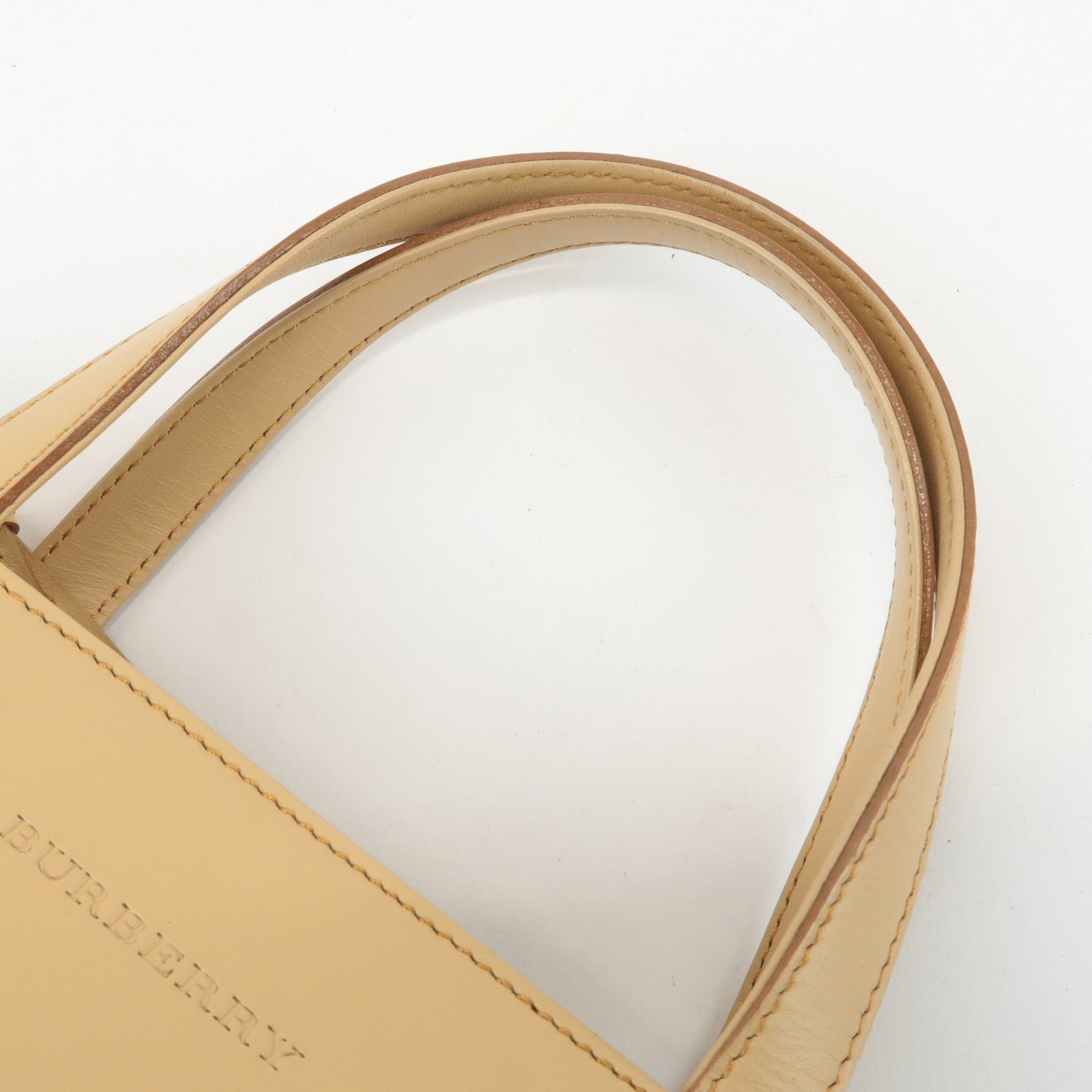 BURBERRY London Leather Suede Tote Bag Hand Bag Beige Used