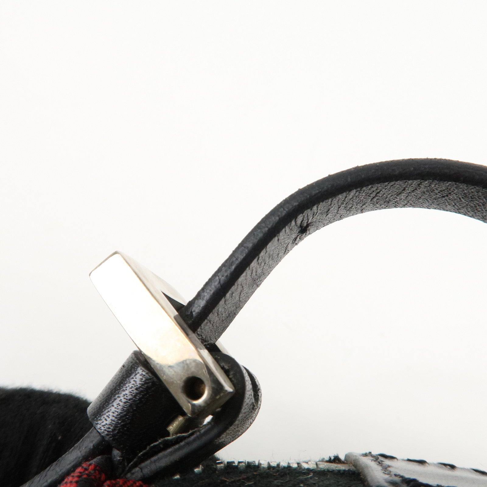 FENDI Zucchino Canvas Leather Accessory Pouch Hand Bag Black Red Used