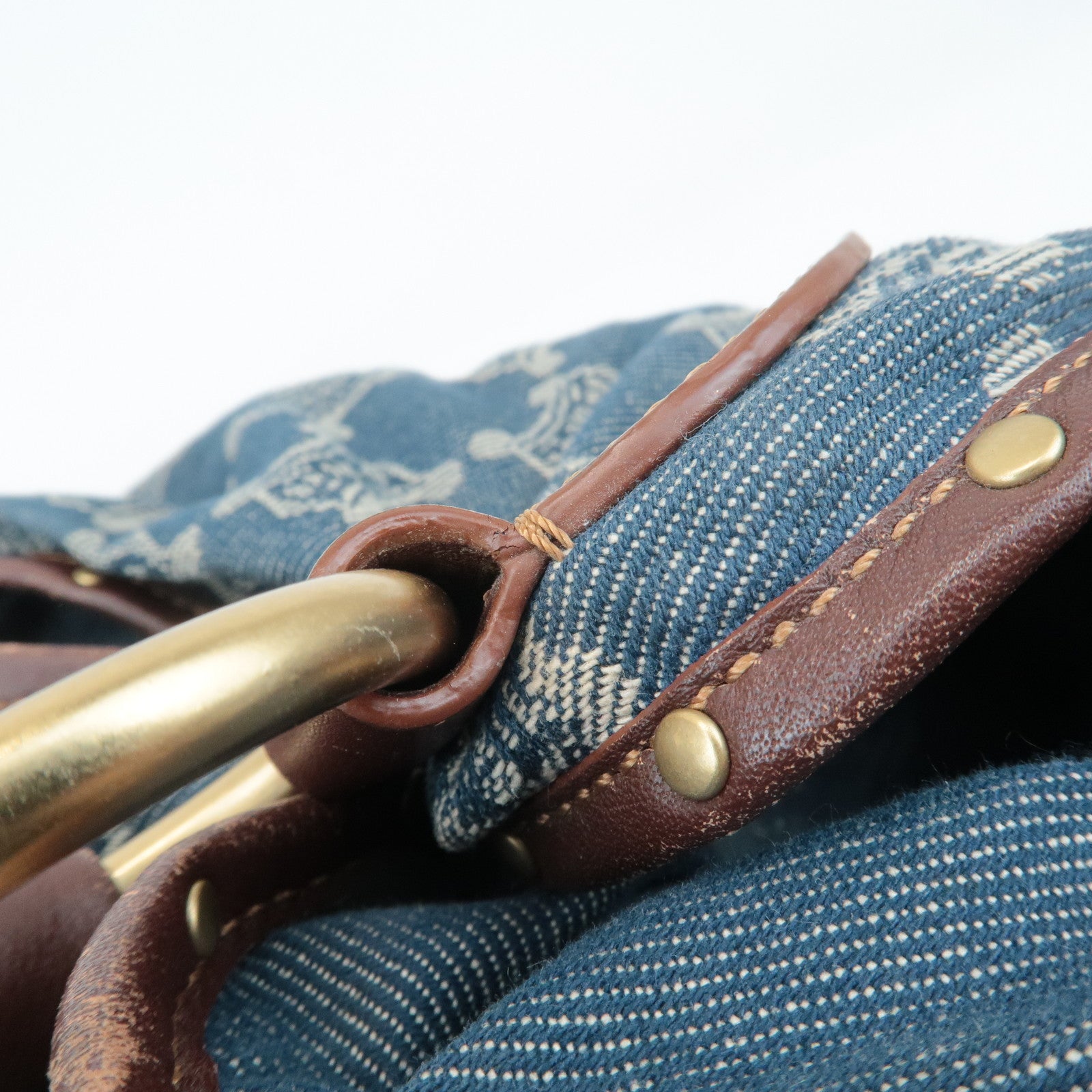 CELINE Macadam Denim Leather Bitter Sweet Shoulder Bag Used