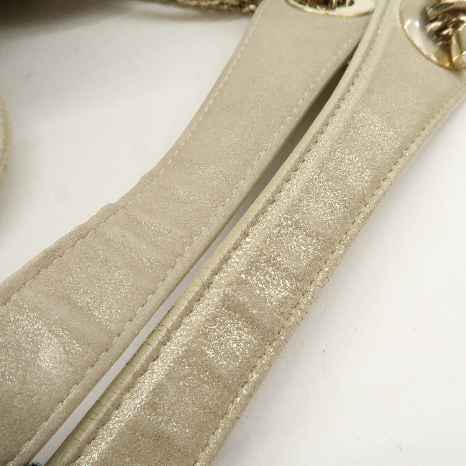 Christian Dior Leather Chain Shoulder Bag Tote Bag Silver Used