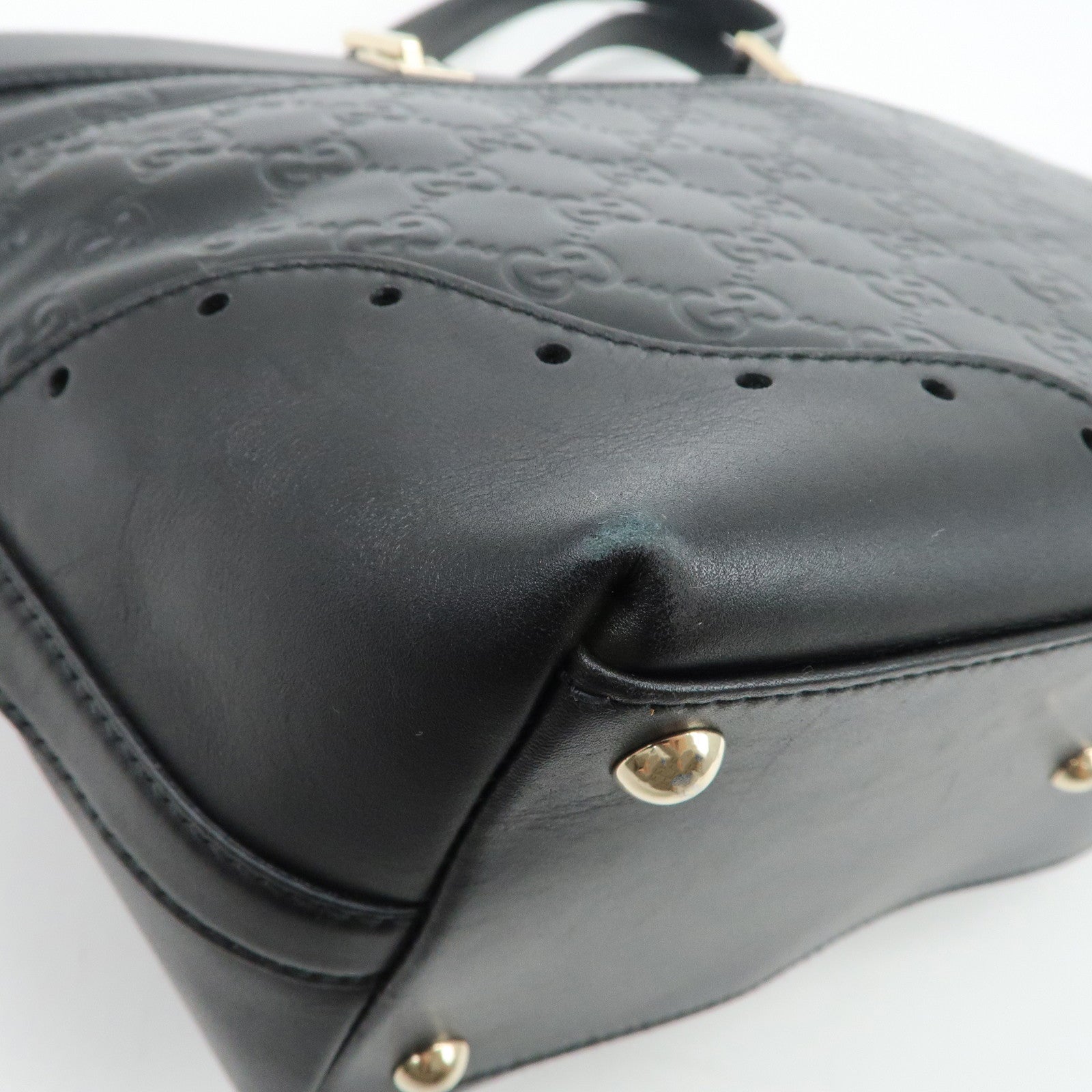 GUCCI Guccissima Leather Tote Bag Hand Bag Black 145993 Used