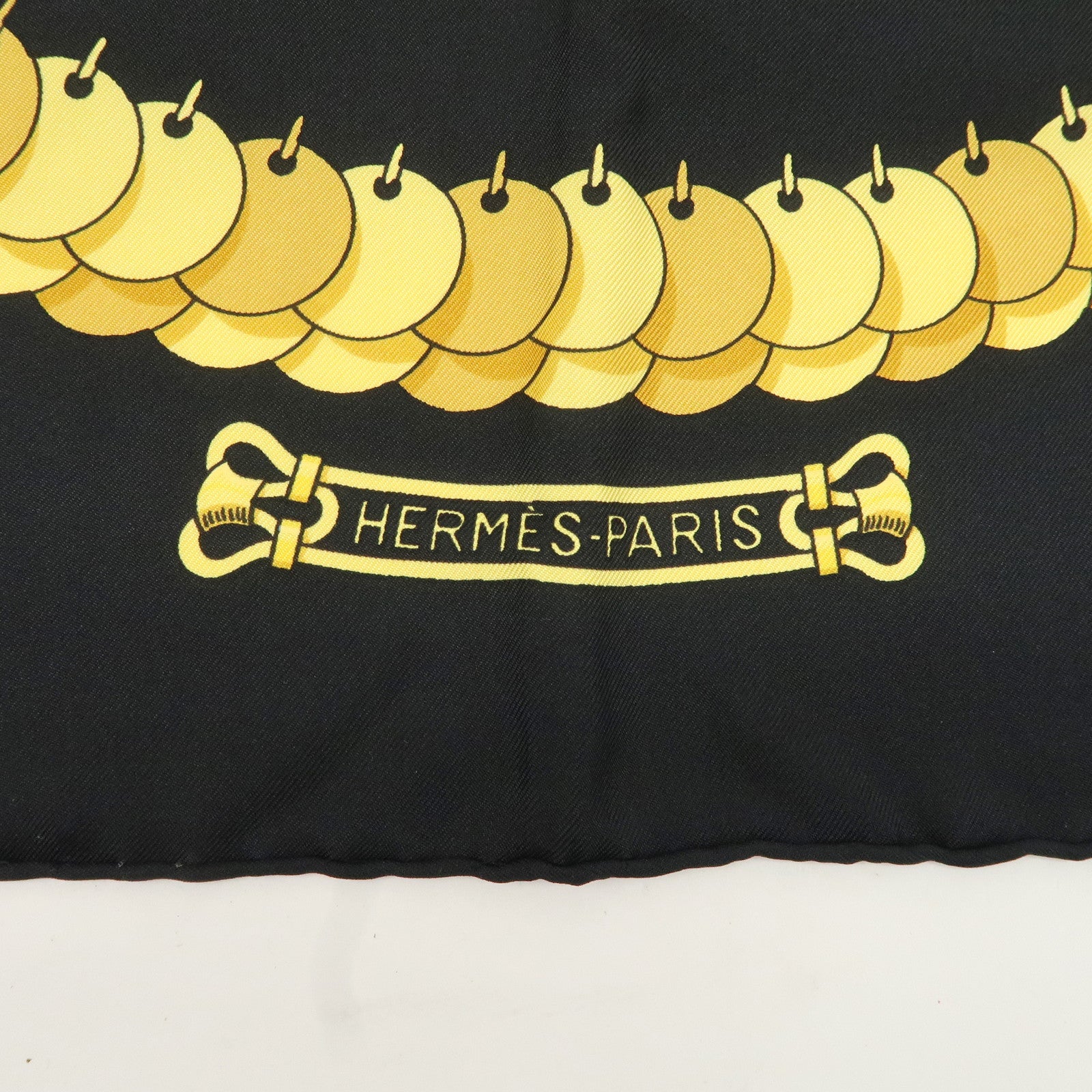 HERMES Silk 100% Carre 90 KOSMIMA Universe Black Gold Used