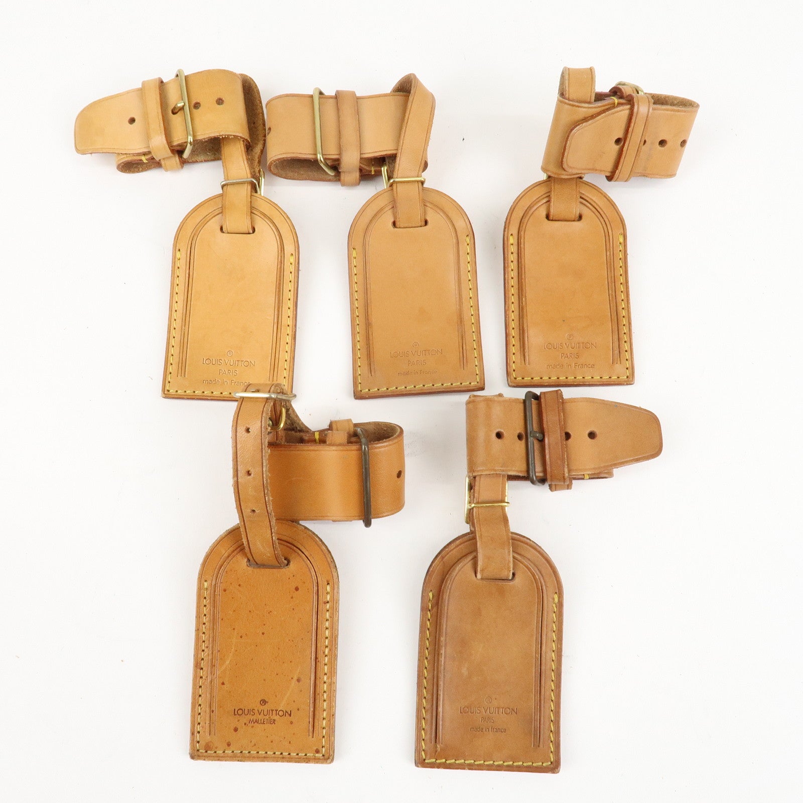 Louis Vuitton Set of 10 Leather Name Tag & Poignet Natural Used