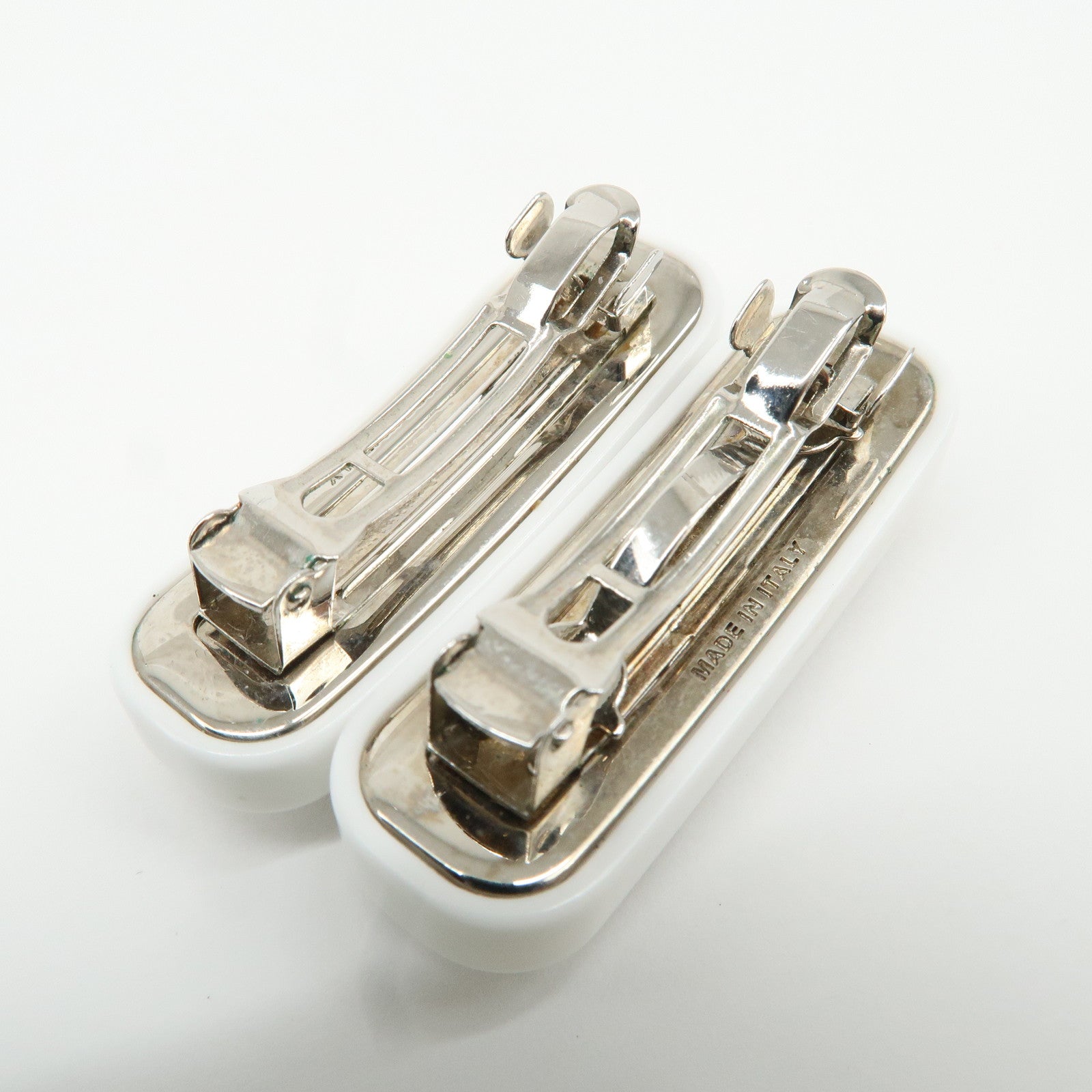 MIU MIU Plastic Rhine Stone Hair Clip White Silver Used