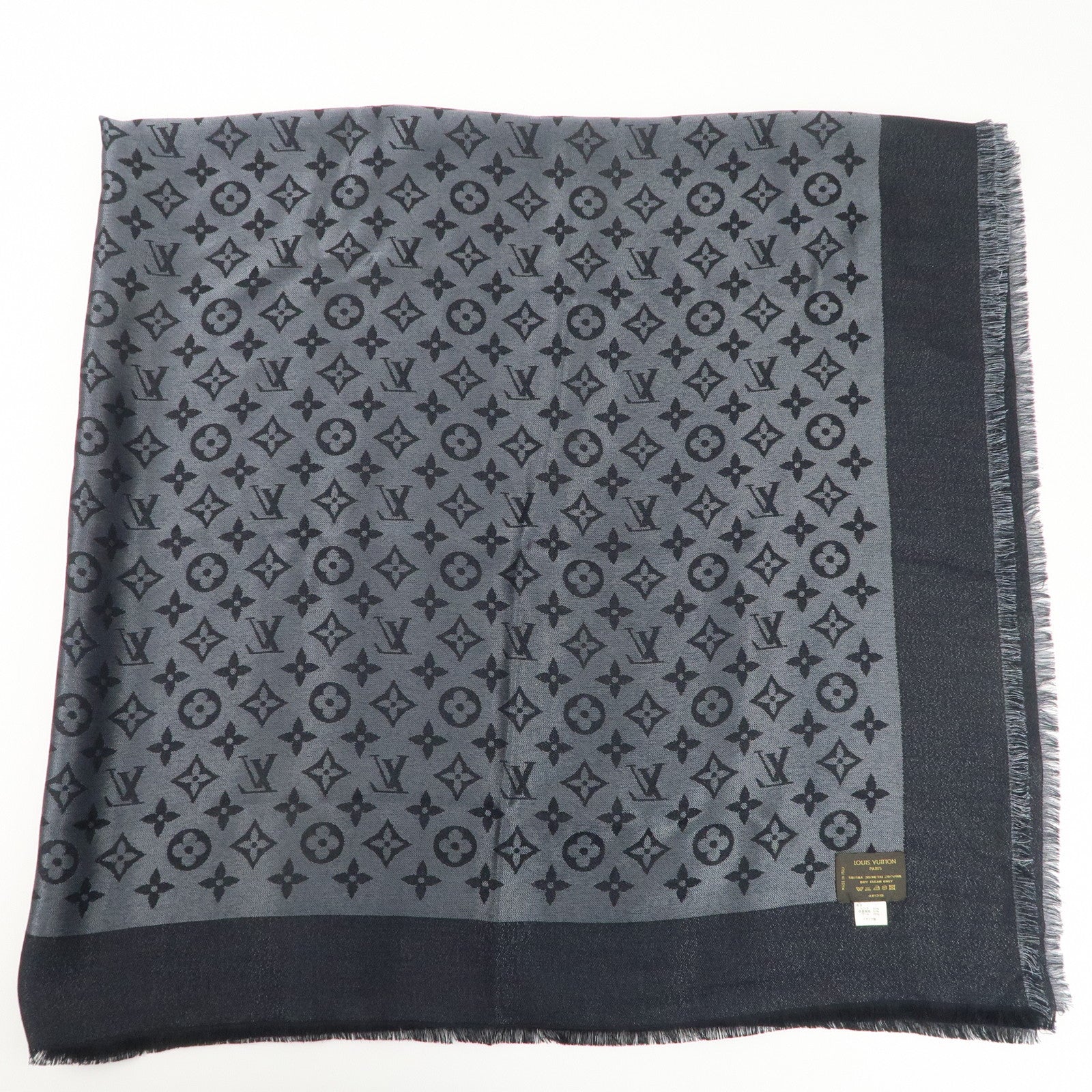 Louis Vuitton Shawl Monogram Shine Stole Scarf Noir Black 401910 Used