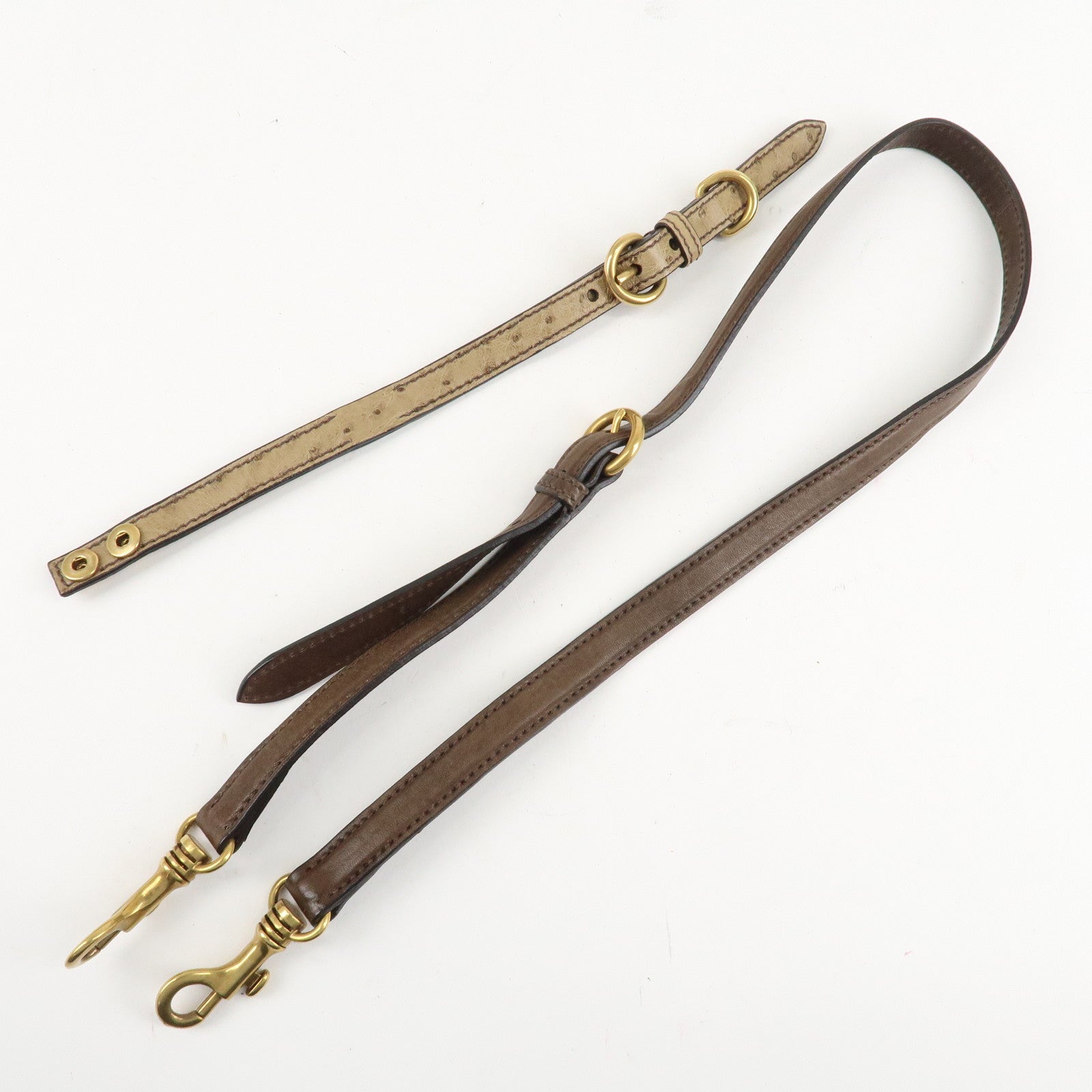 MIU MIU Leather 2Way Bag Hand Bag Shoulder Bag Brown Gold HDW Used