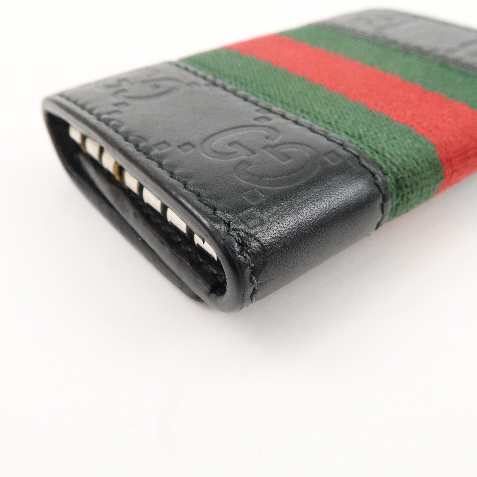 GUCCI Sherry Guccissima Leather 6 Key Case Black 408828 Used