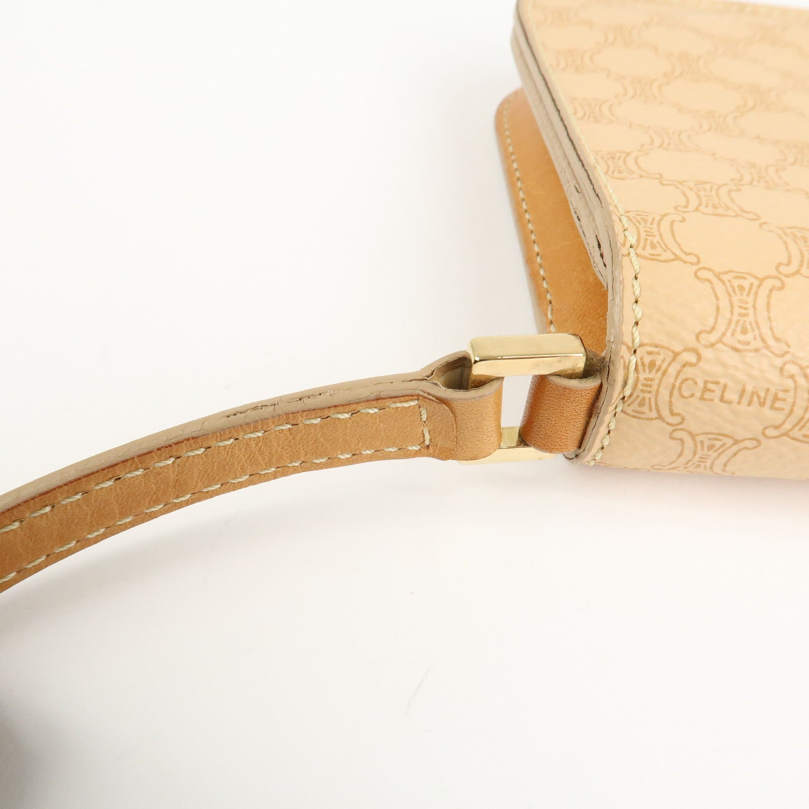 CELINE Macadam PVC Leather Shoulder Bag Hand Bag Beige Used