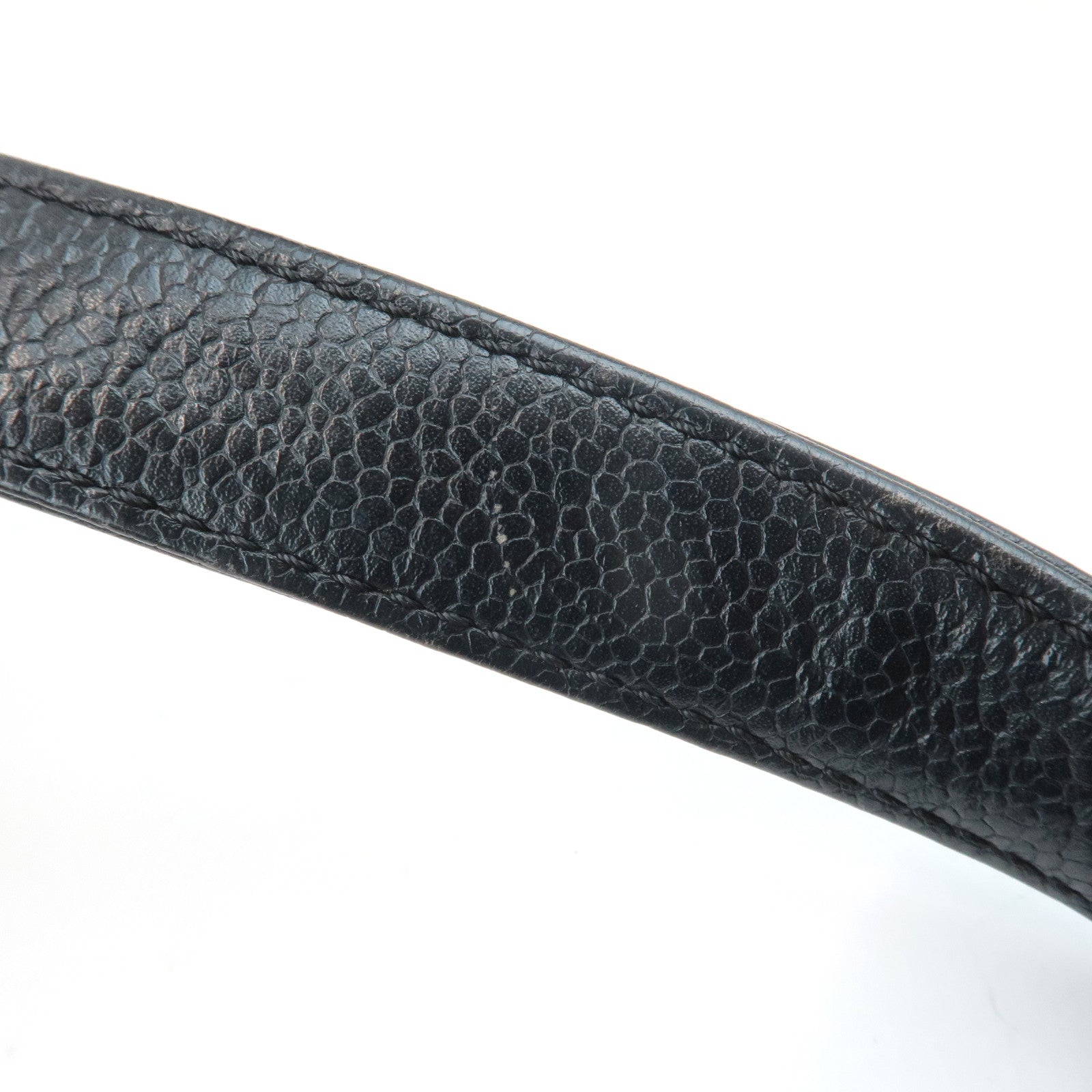 CHANEL Chocolate Bar Caviar Skin Mini Boston Bag Black A26135 Used