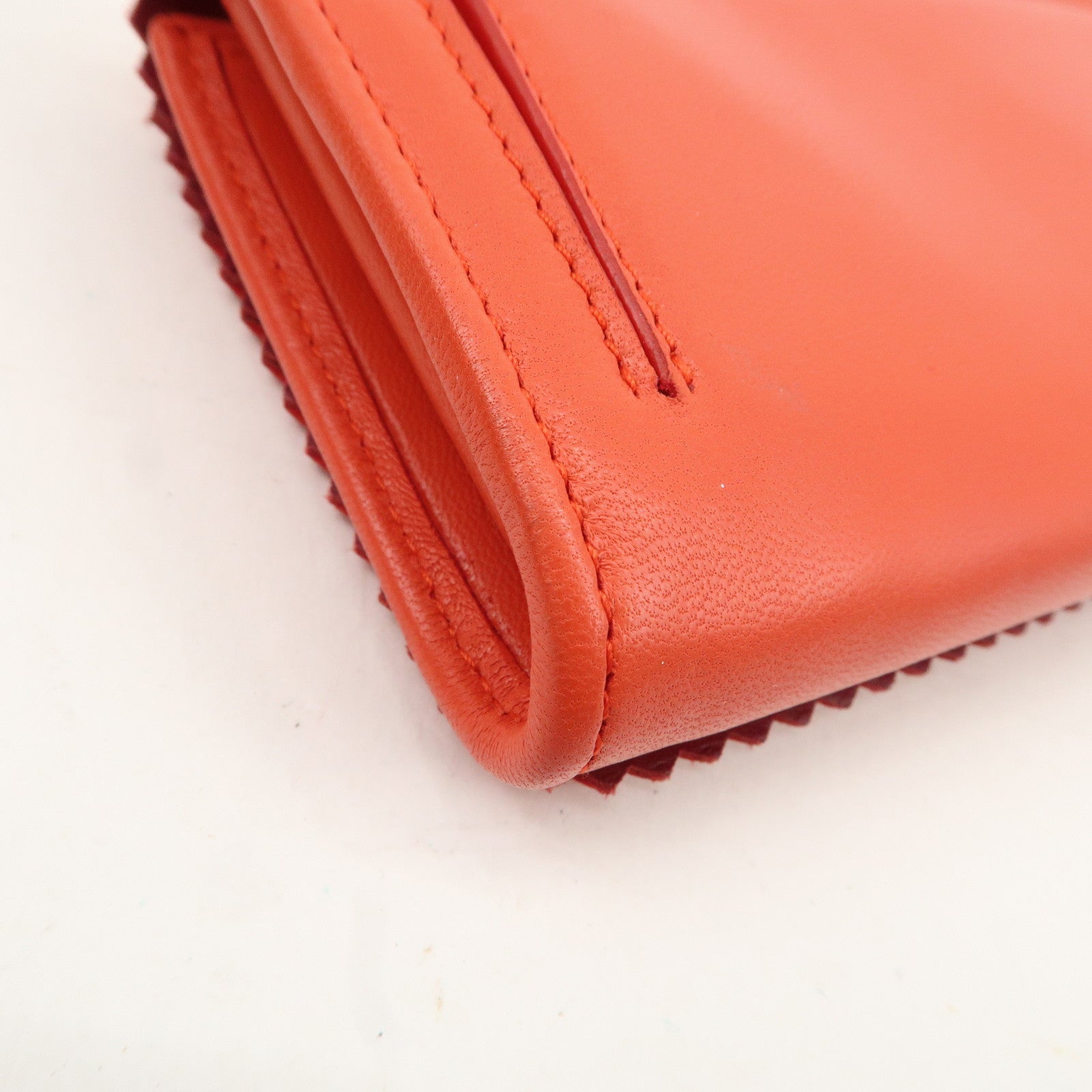 LOEWE Anagram Leather Bi-fold Pinking Long Wallet Red Used