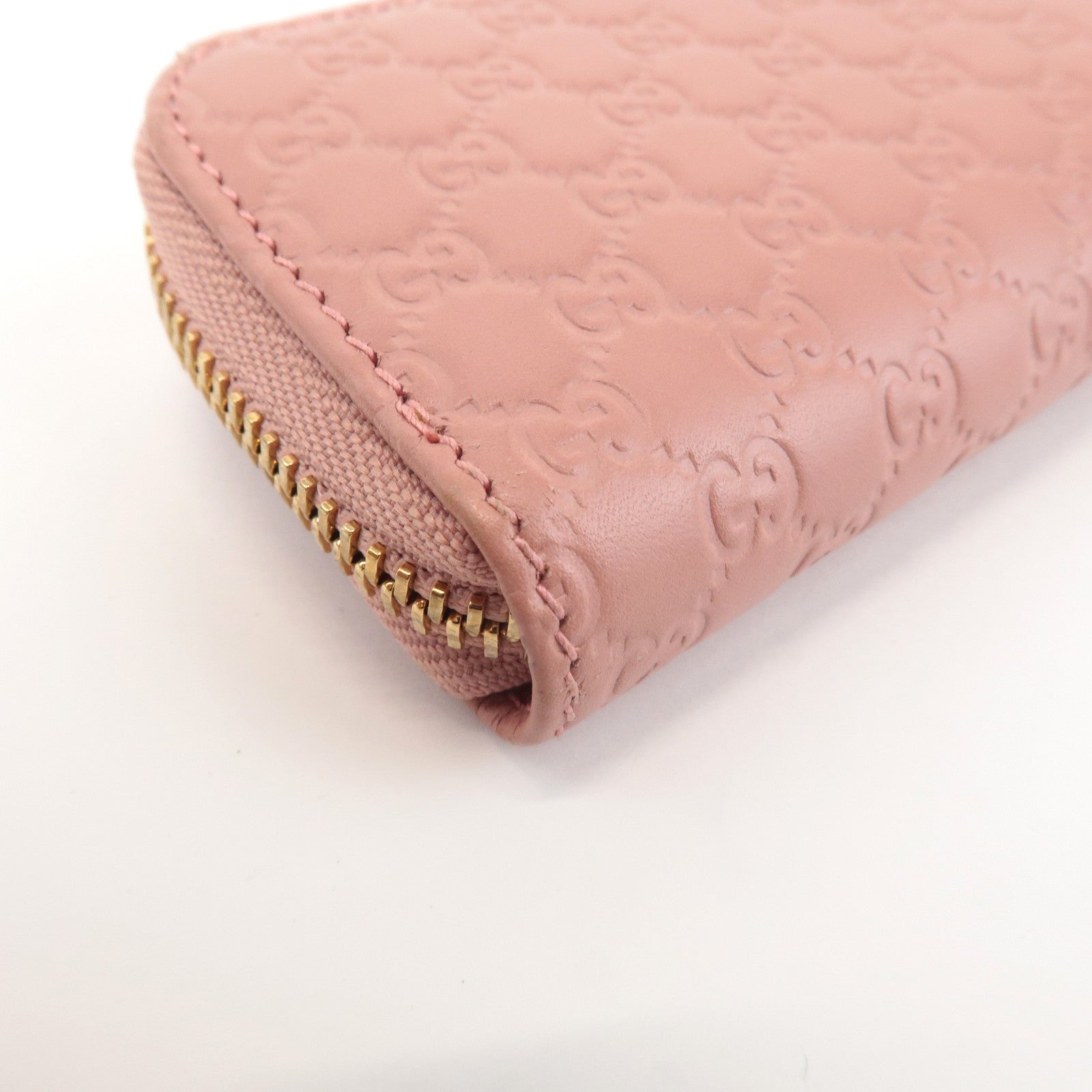 GUCCI Micro Guccissima Leather Mini Coin Case Pink 449896 Used