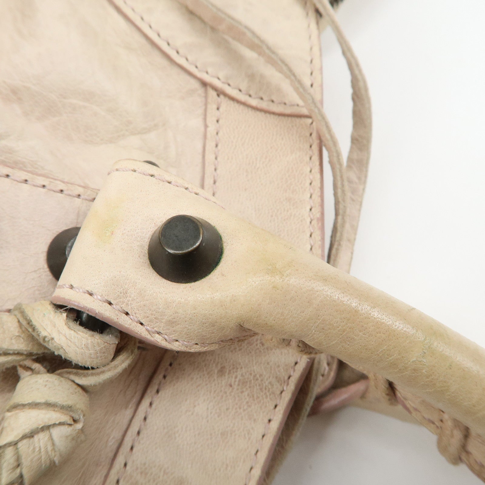 BALENCIAGA The City Leather 2Way Shoulder Bag Beige 115748 Used