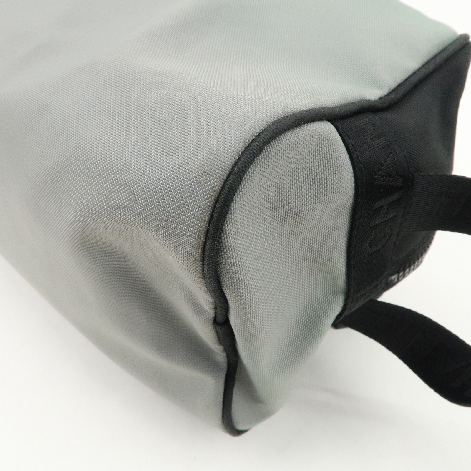 CHANEL Sportsline Nylon Canvas Shoes Bag Hand Bag Black Gray Used