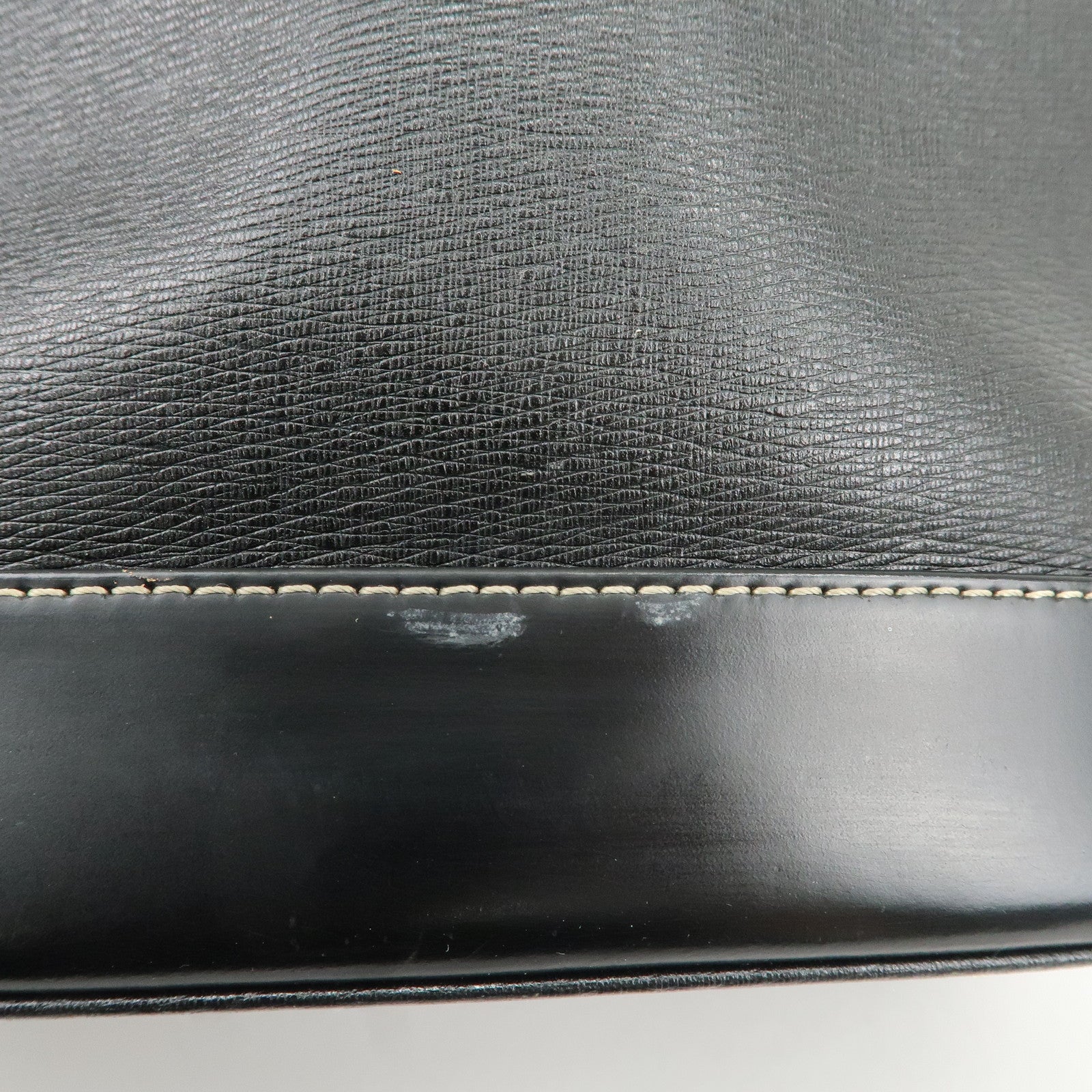 BURBERRY Logo Leather Tote Bag Hand Bag Black Used