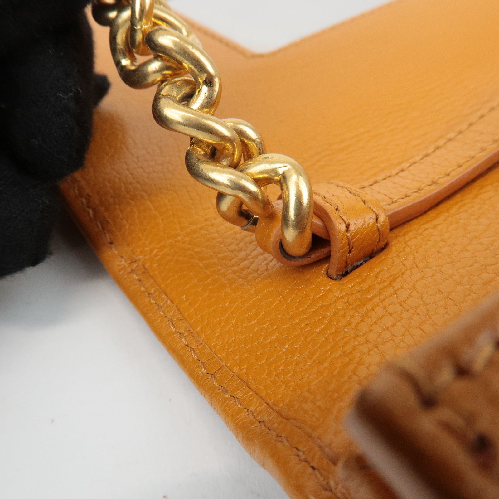 MIU MIU Leather Studs Chain Wallet Shoulder Bag Brown 5BP006 Used