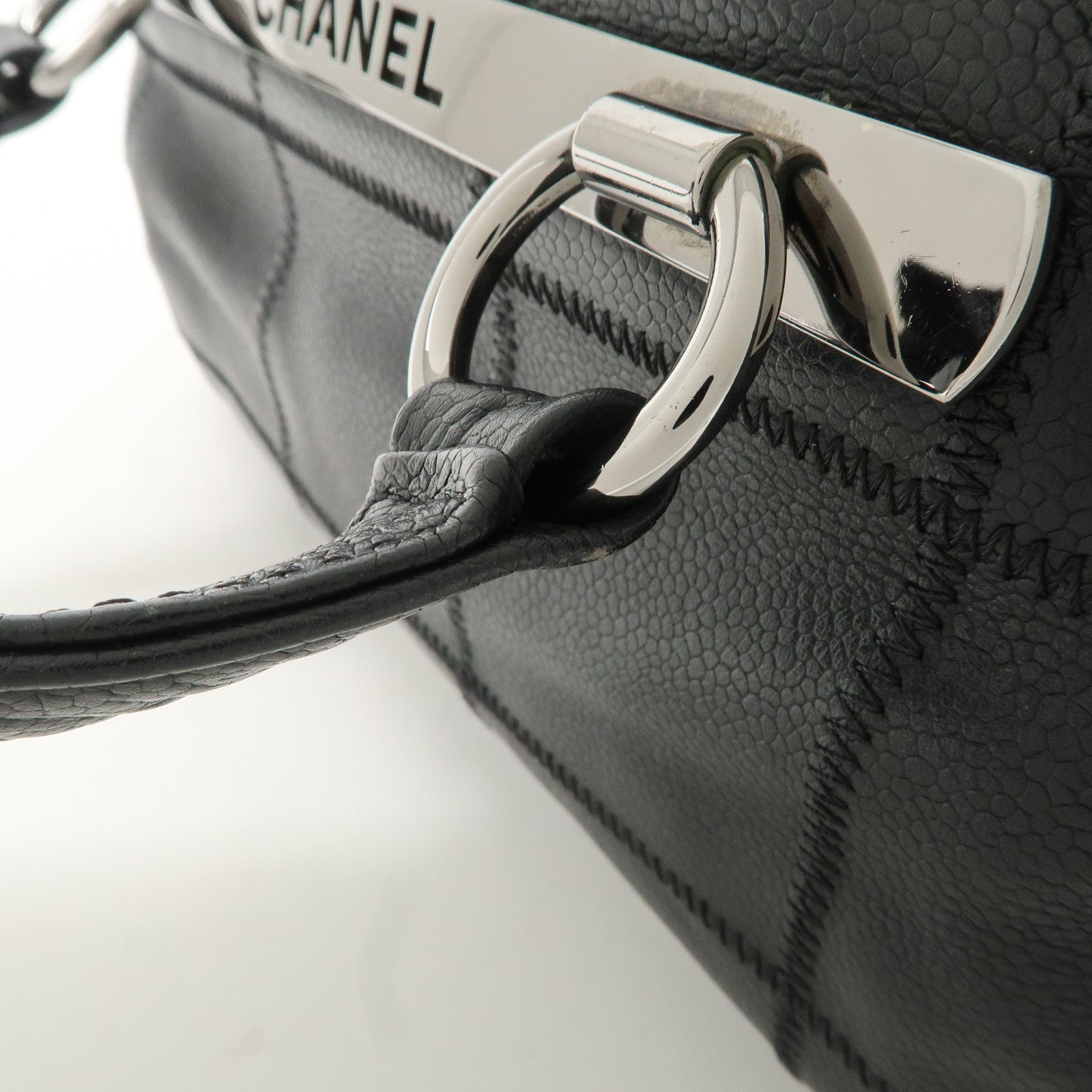 Chanel Chocolate Bar Caviar Skin Mini Boston Bag A26135 Used