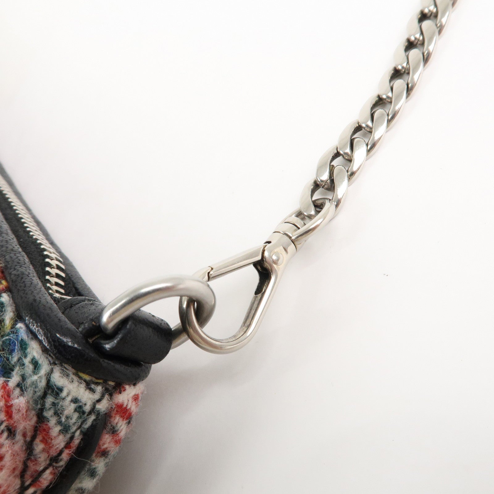 MIU MIU Matelasse Wool Leather Chain Shoulder Bag Red Used