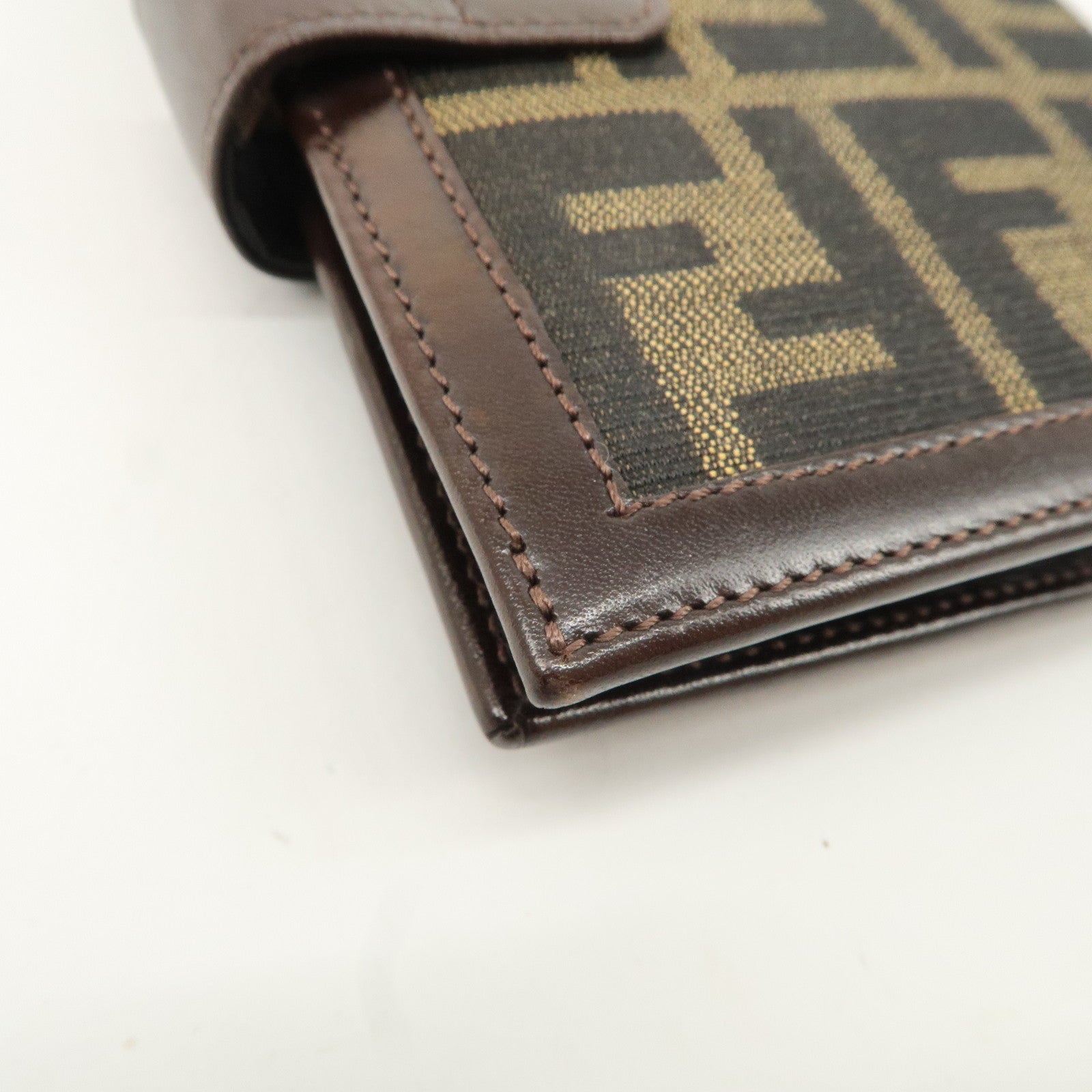 FENDI Print Zucca Canvas Leather Planner Cover Brown 30153 Used