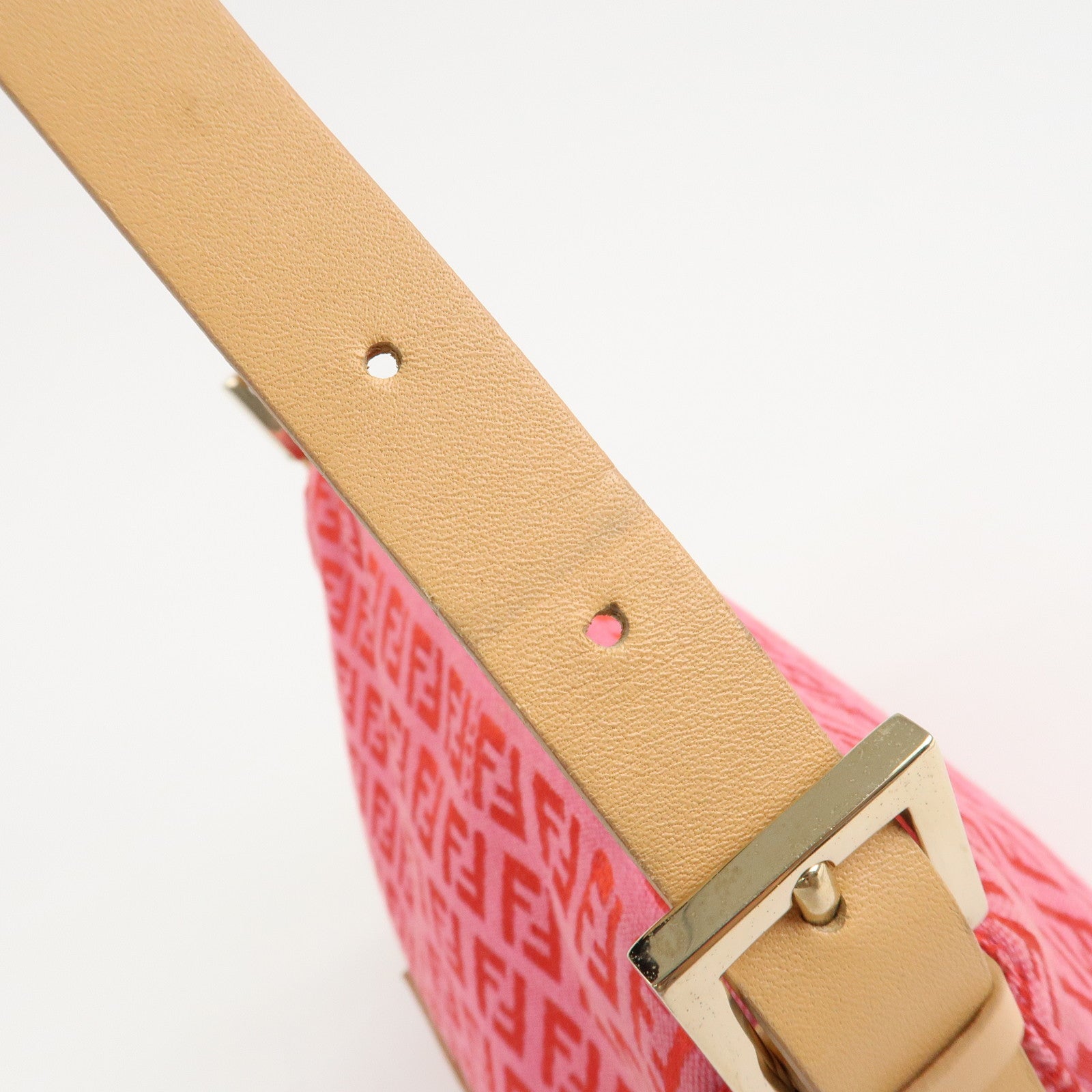 FENDI Mamma Baguette Zucchino Canvas Leather Shoulder Bag 8BR001 Used