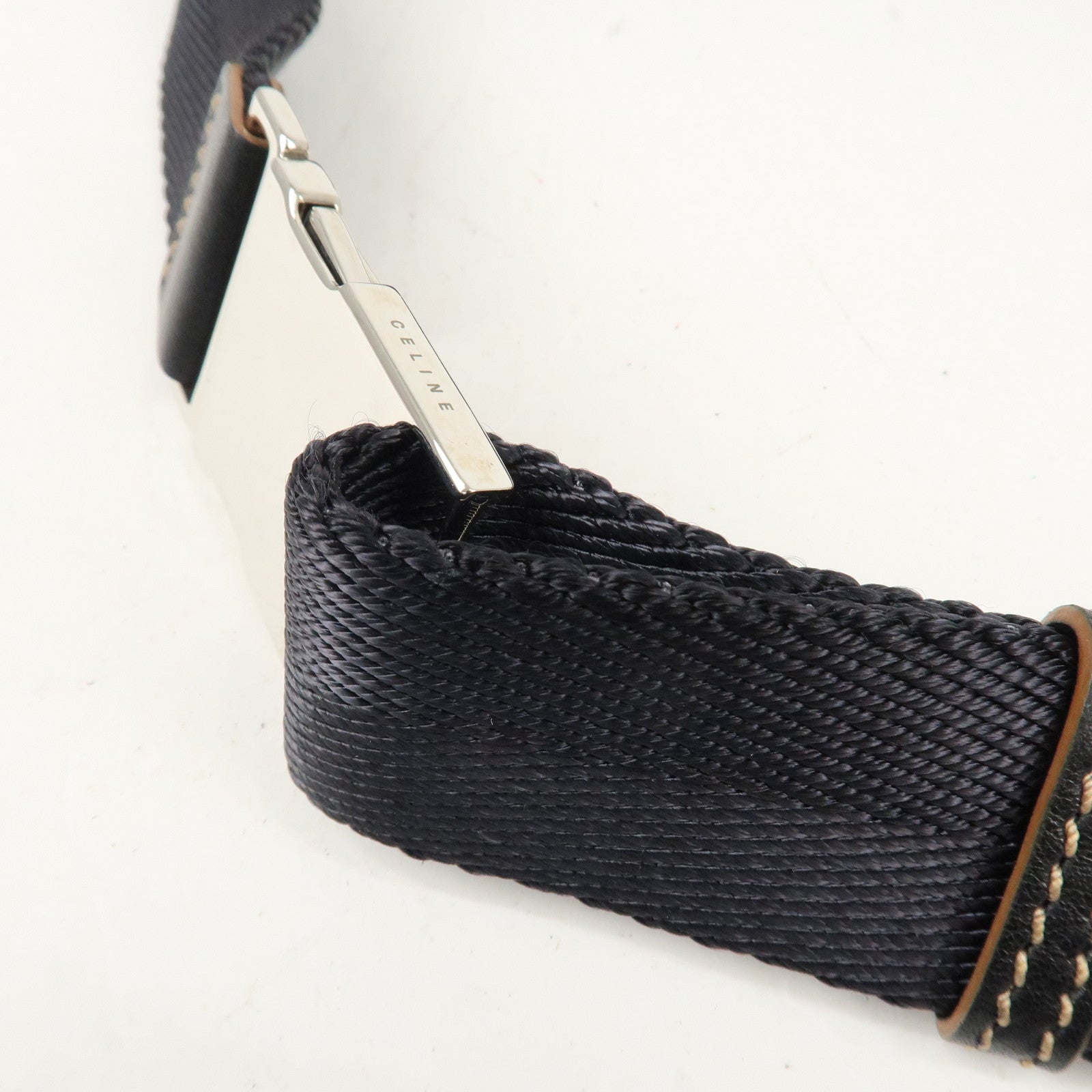 CELINE Macadam Canvas Leather Waist Bag Cross Body Bag Black Used