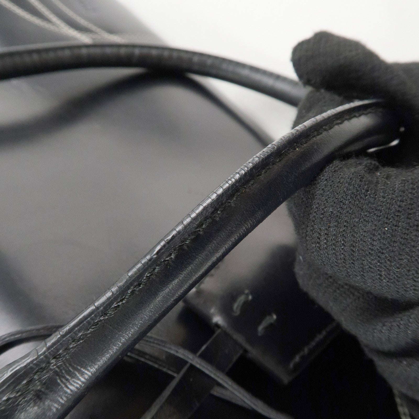 PRADA Leather Mini Boston Bag Shoulder Bag Black Silver HDW Used