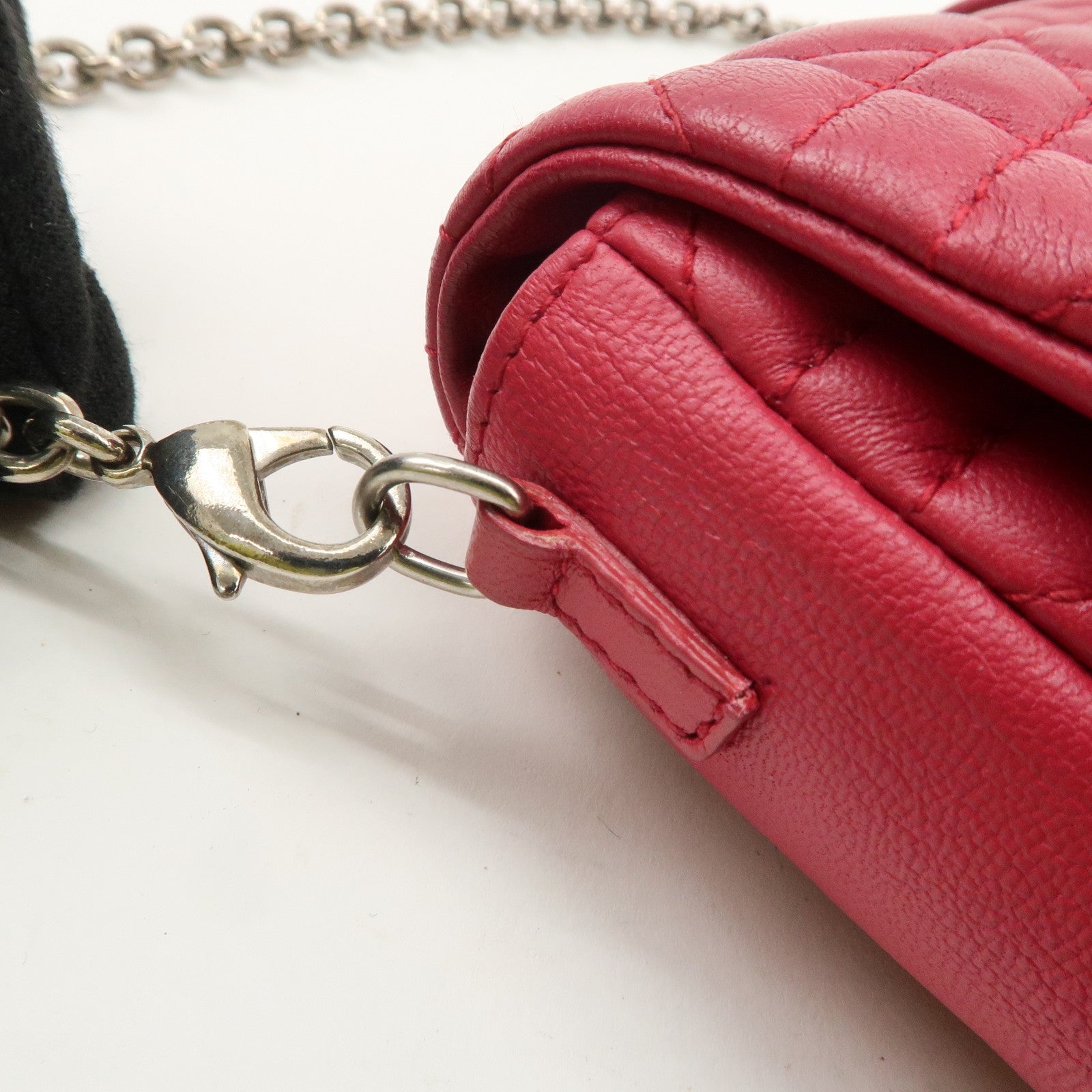Christian Dior Cannage Leather Chain Shoulder Bag Red Used