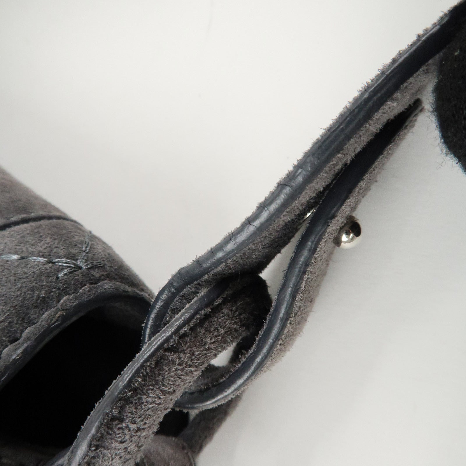 LOEWE Anagram Suede Leather Shoulder Bag Hand Bag Gray Used