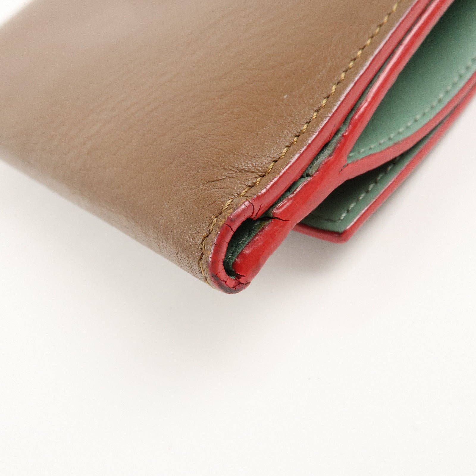 FENDI Leather Peekaboo Continental Wallet Brown 8M0308 Used