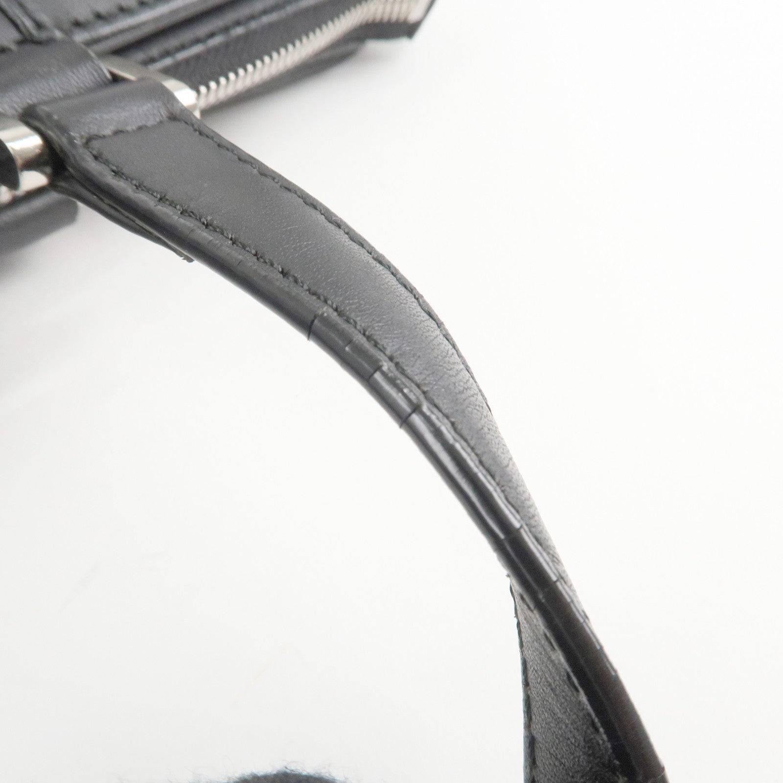 BURBERRY Leather Tote Bag Hand Bag Black Silver Hardware Used