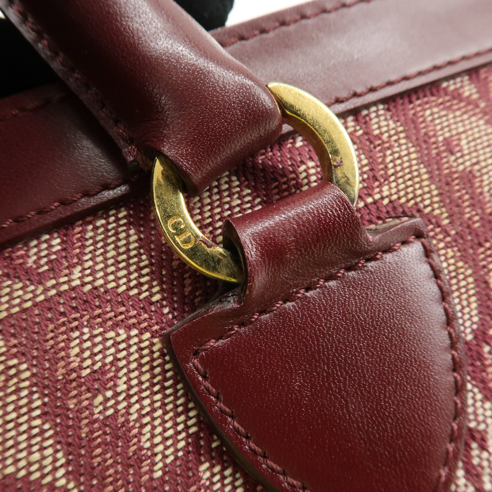 Christian Dior Trotter Canvas Leather Tote Bag Hand Bag Bordeaux Used