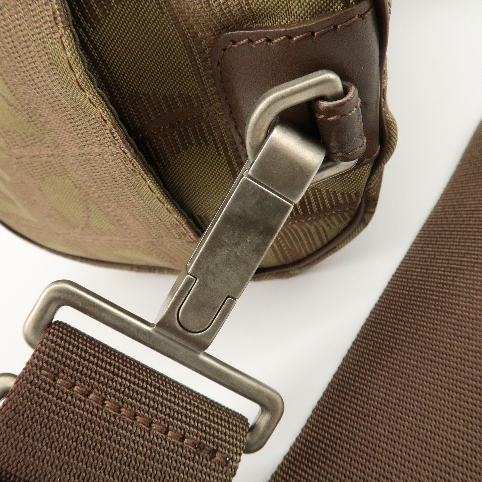 CHANEL New Travel Line Nylon Jacquard Leather Shoulder Bag A17669 Used