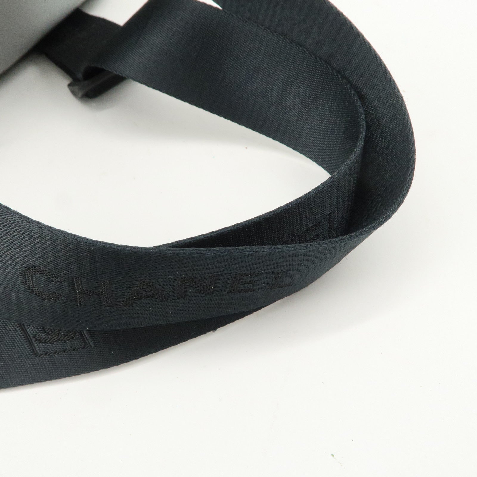 CHANEL Sportsline Nylon Canvas Boston Bag Black Gray A19976 Used