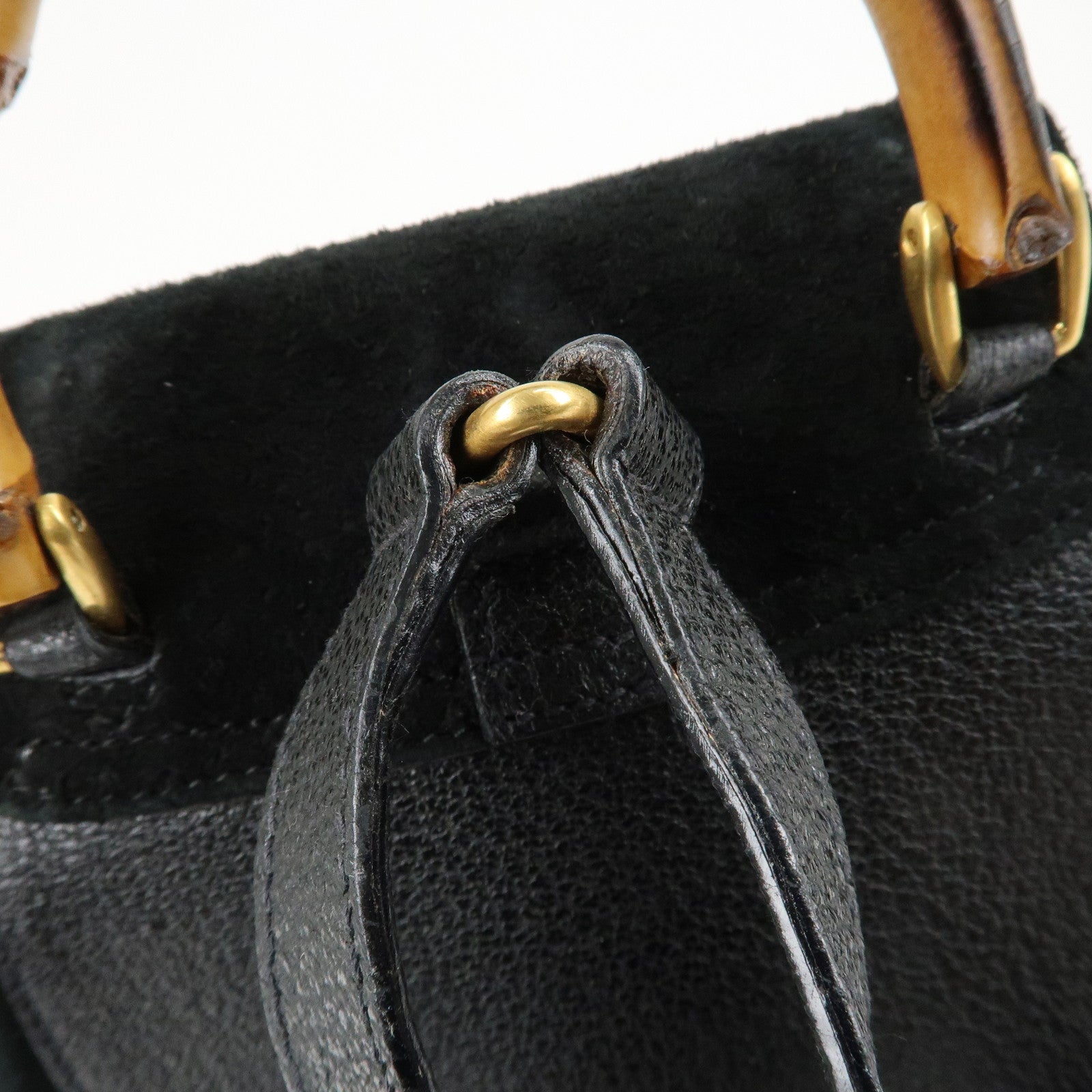 GUCCI Bamboo Leather Suede Mini Back Pack Black 003.1705.0030 Used