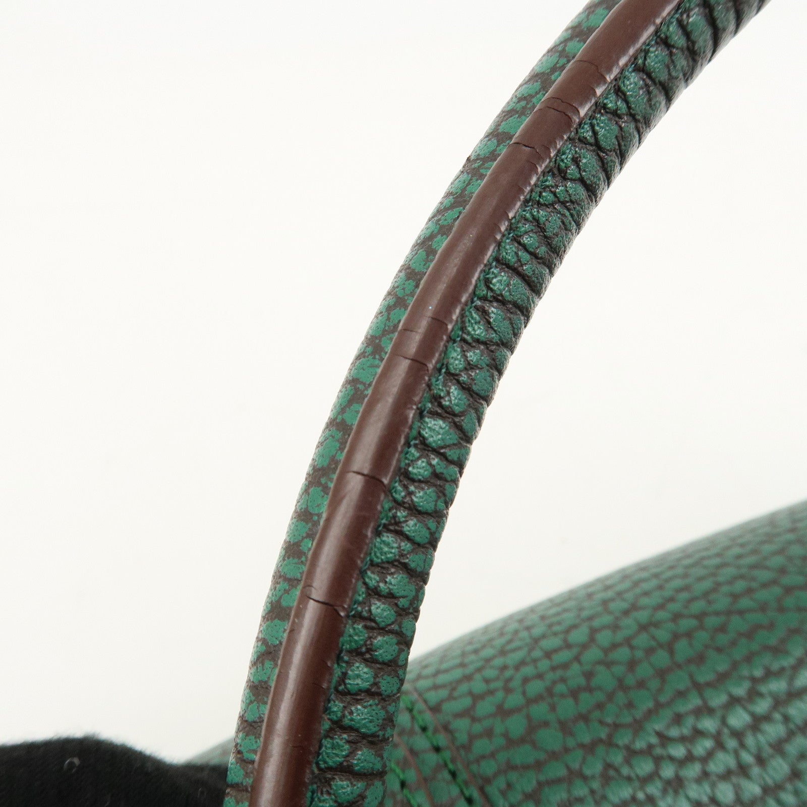 LOEWE Senda Leather Shoulder Bag Hand Bag Green Used