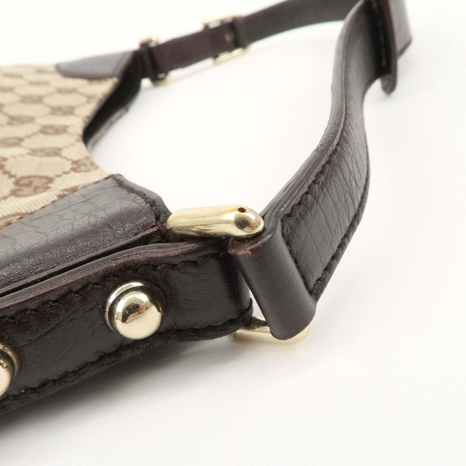 GUCCI Horsebit Sherry GG Canvas Leather Shoulder Bag Beige 137288 Used