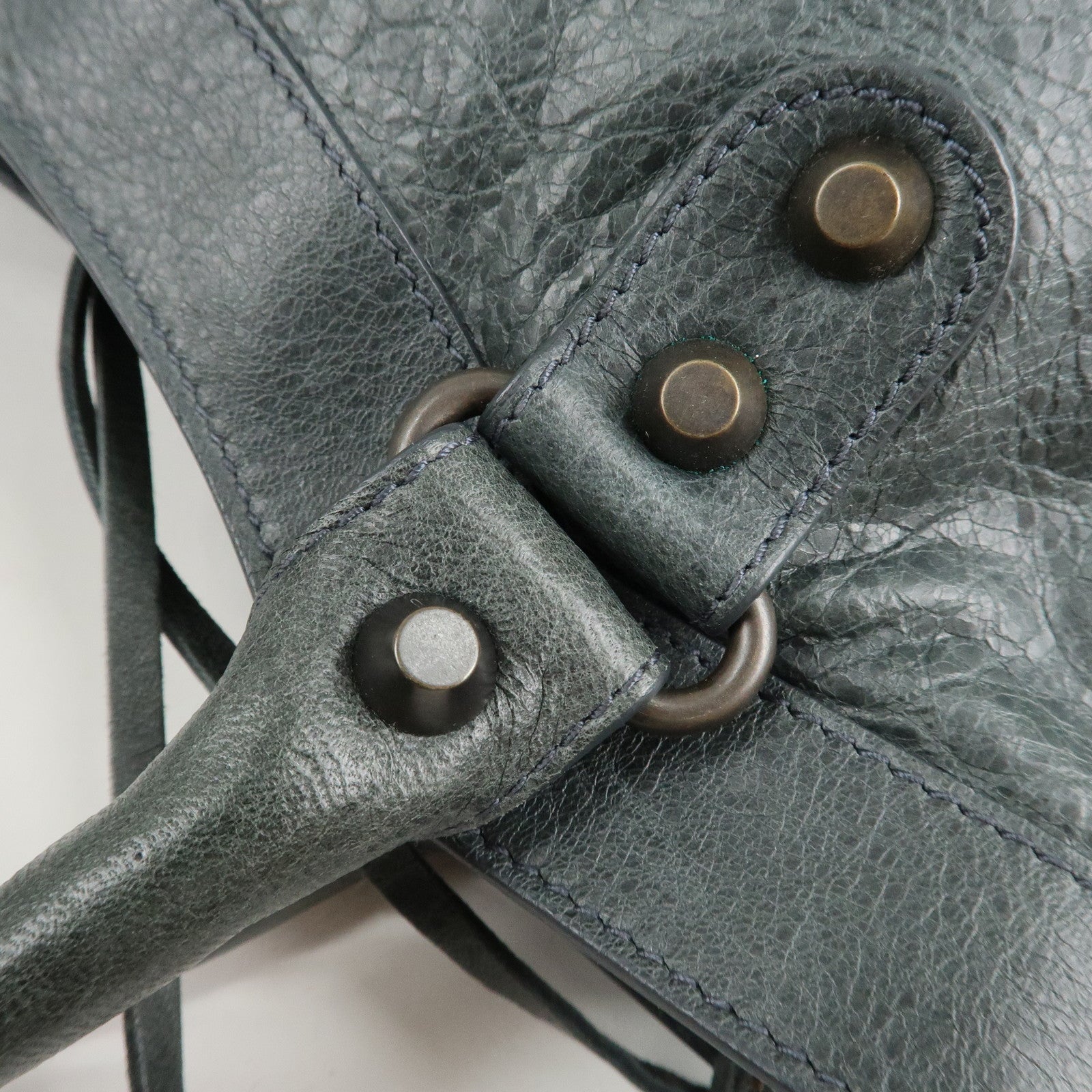 BALENCIAGA The City Leather 2way Bag Hand Bag Green 240579 Used