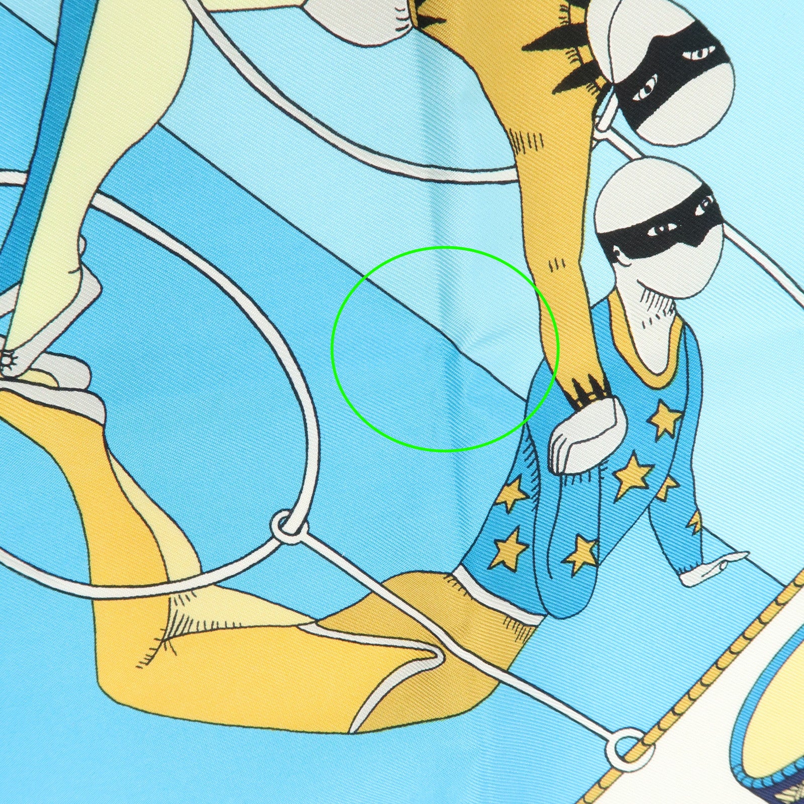 HERMES Carre 90 Silk 100% Scarf Circus Blue Navy Gold Used