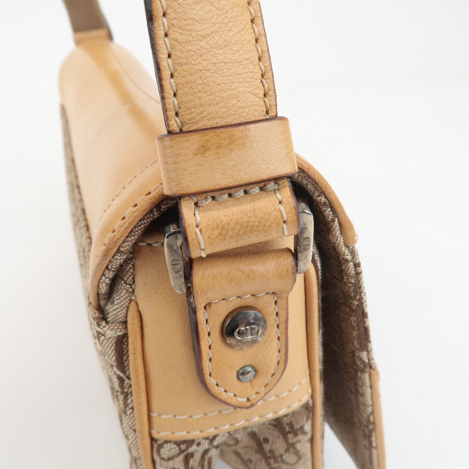 Christian Dior Street Chic Trotter Canvas Leather Shoulder Bag Used