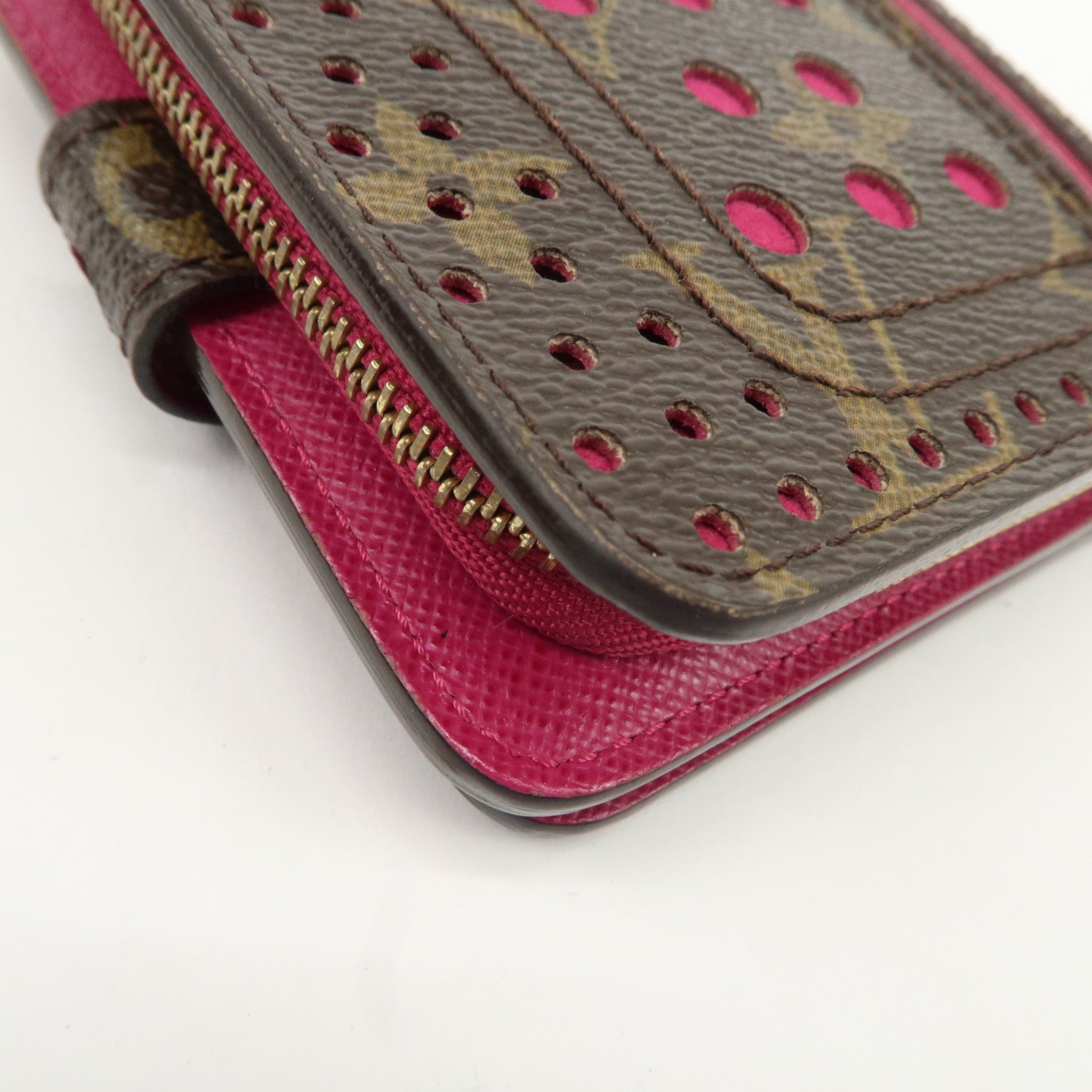 Louis Vuitton Monogram Perfor Compact Zip Wallet Fuchsia M95188 Used