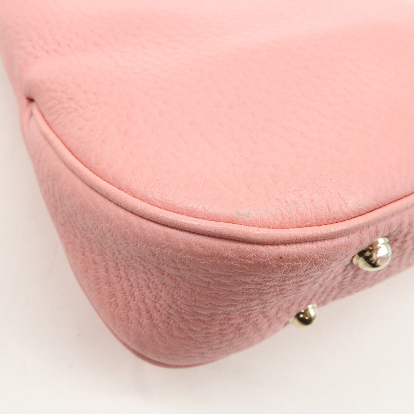 GUCCI Bamboo Leather Shoulder Bag Hand Bag Studs Pink 137378 Used