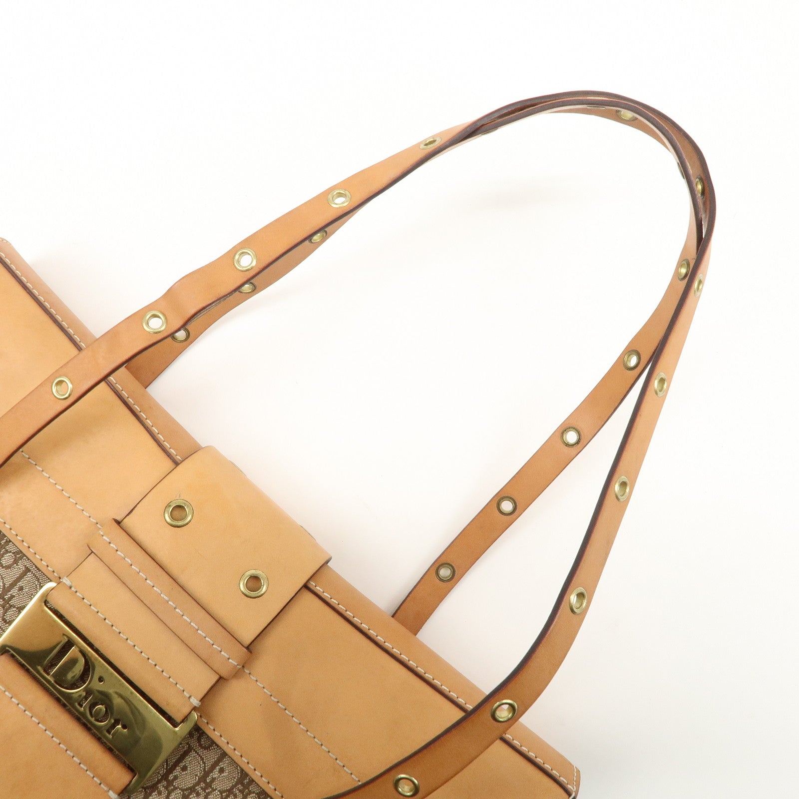 Christian Dior Trotter Street Chic Canvas Leather Shoulder Bag Used