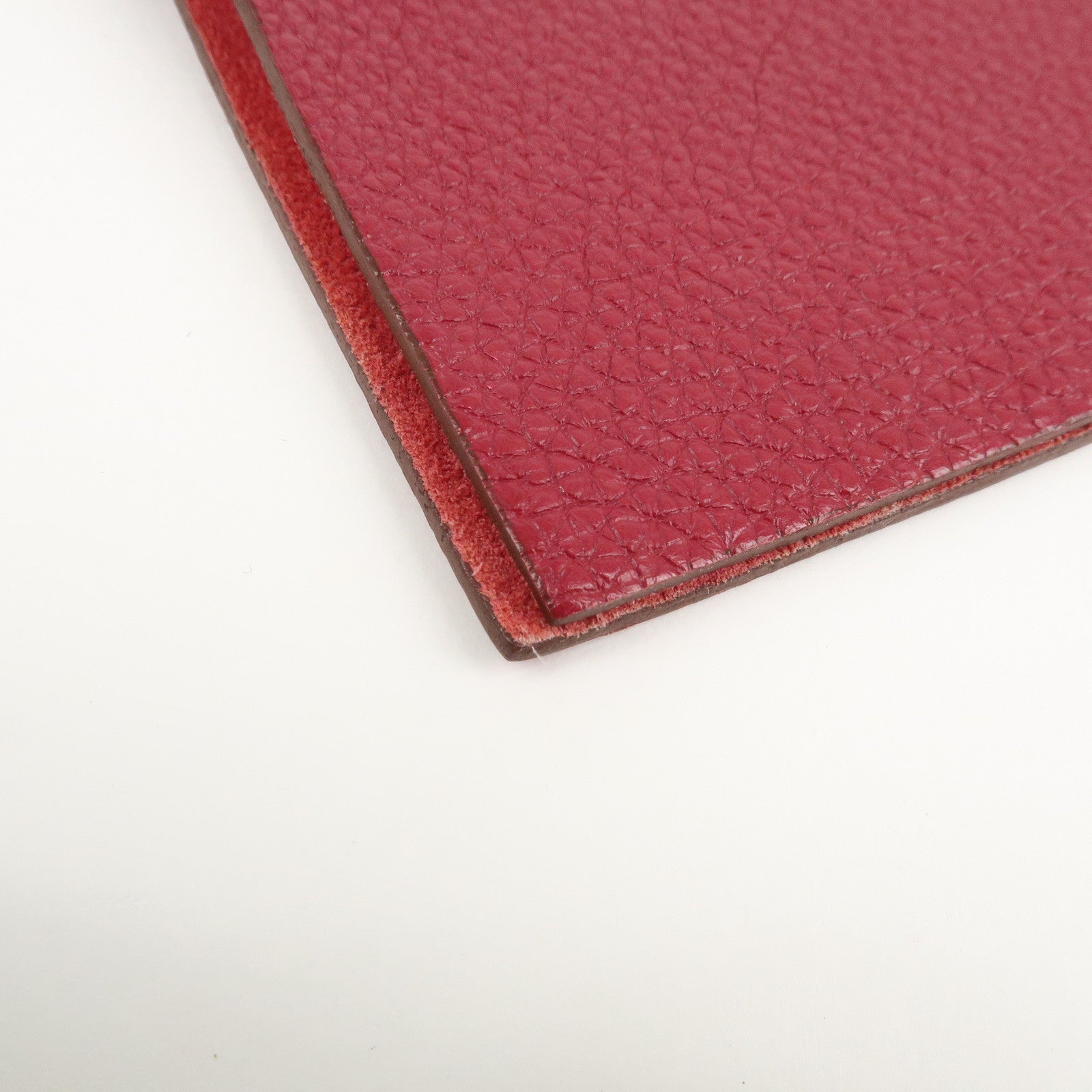 HERMES Togo Leather Ulysse MM □N Stamped Notebook Cover Ruby Used