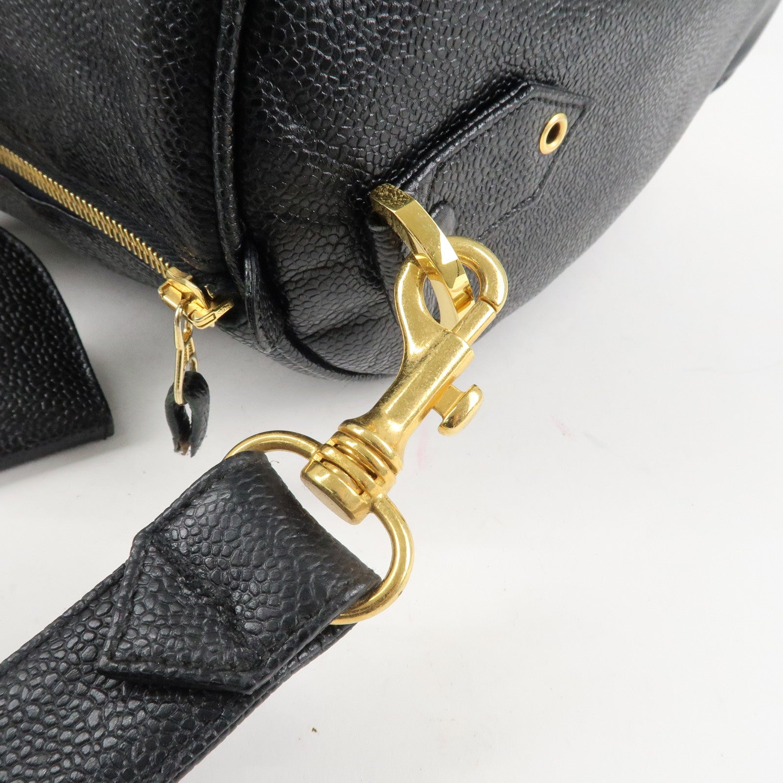 CHANEL Caviar Skin Large COCO 2Way Boston Bag Black Used