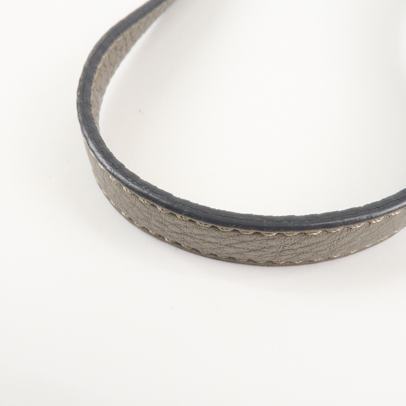 FENDI Selleria Leather Shoulder Bag Silver BT194 Used