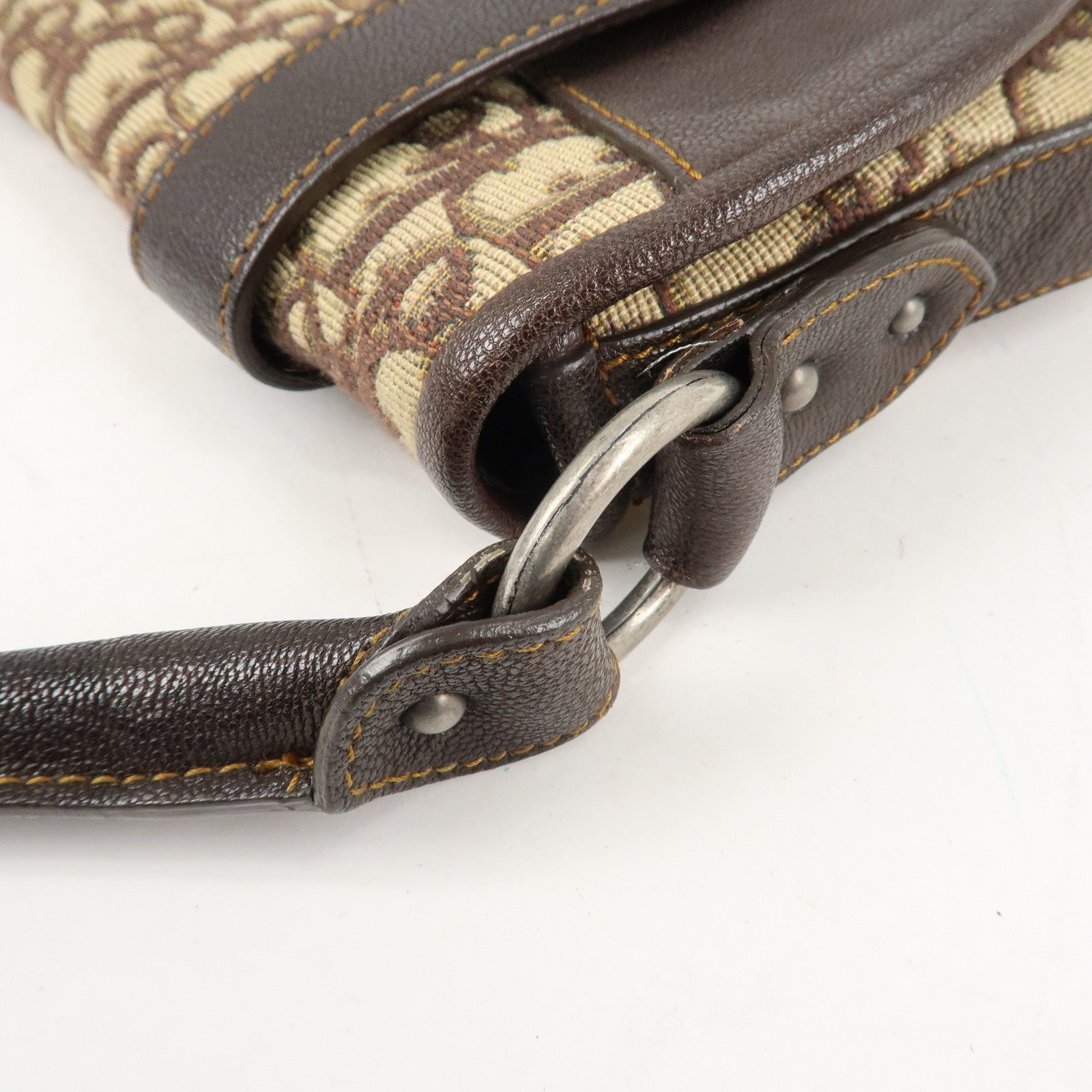 Christian Dior Trotter Canvas Leather Shoulder Bag Brown Used
