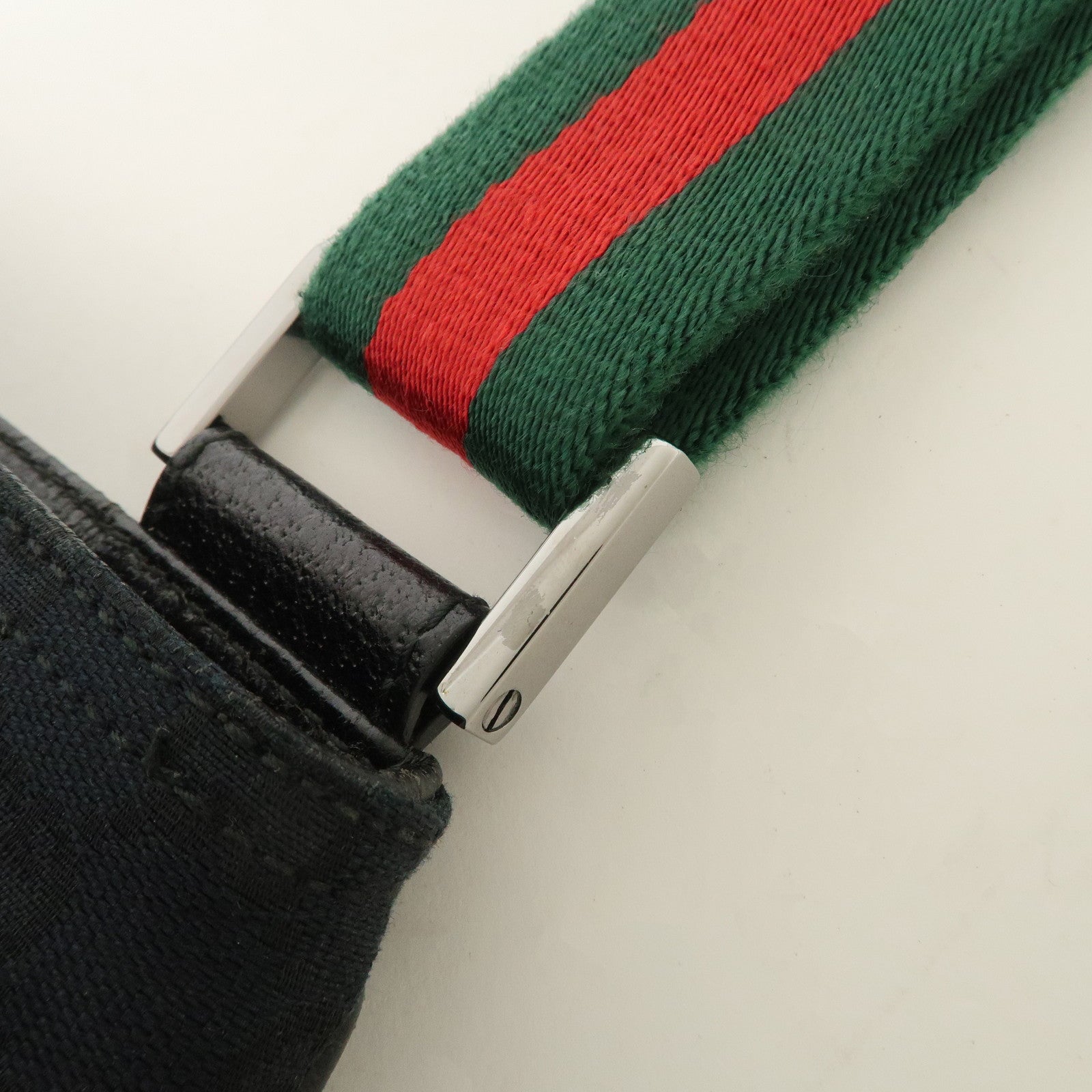 GUCCI Sherry GG Canvas Leather Shoulder Bag Black 169937 Used