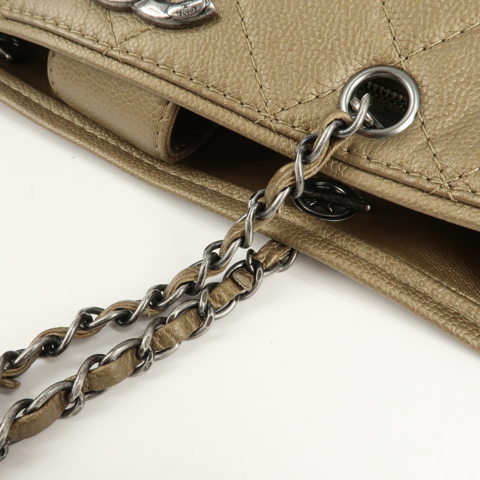 CHANEL Matelasse Caviar Skin COCO Mark Chain Tote Bag A90451 Used