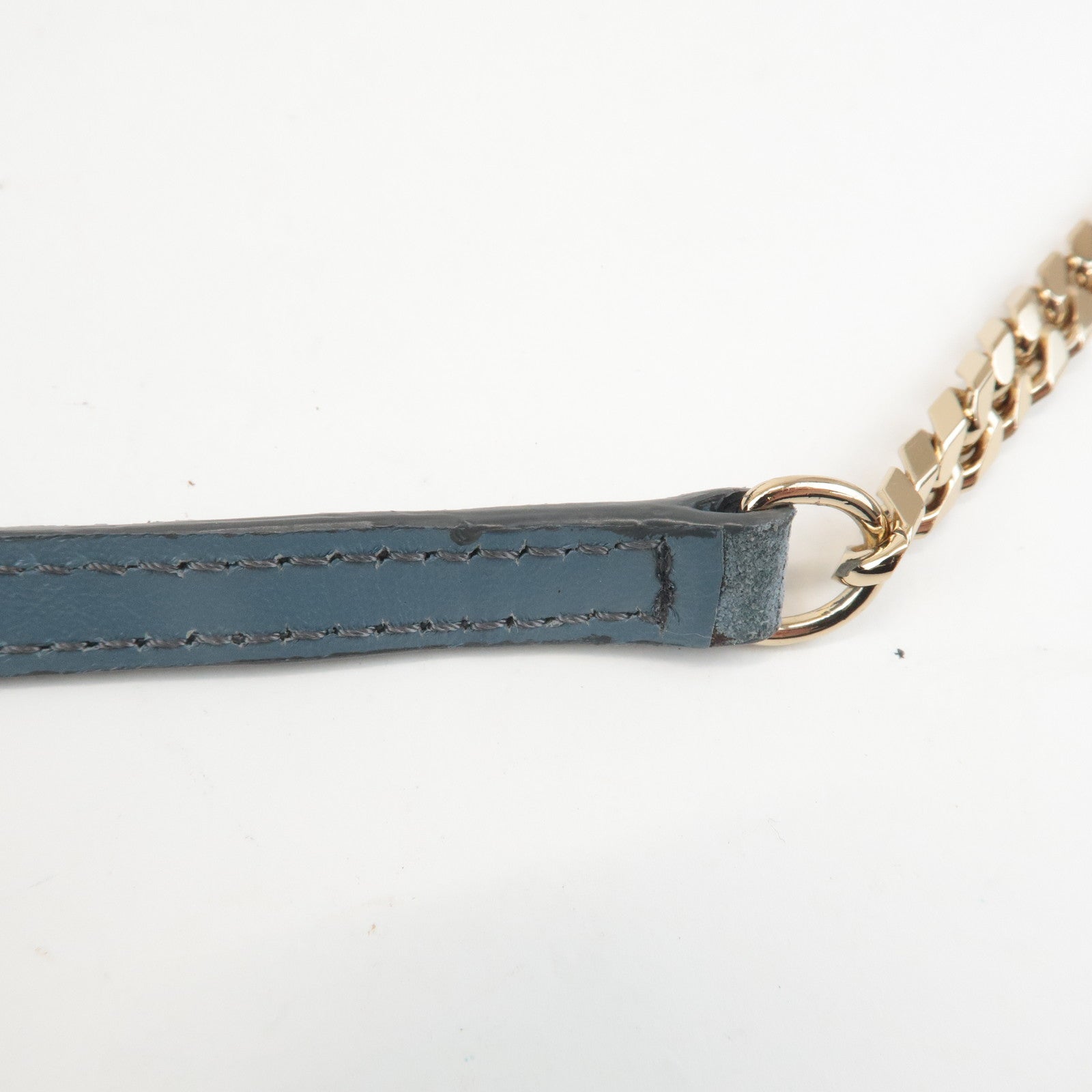 BURBERRY Leather Suede Chain Sholder Bag Hand Bag Light Blue Used