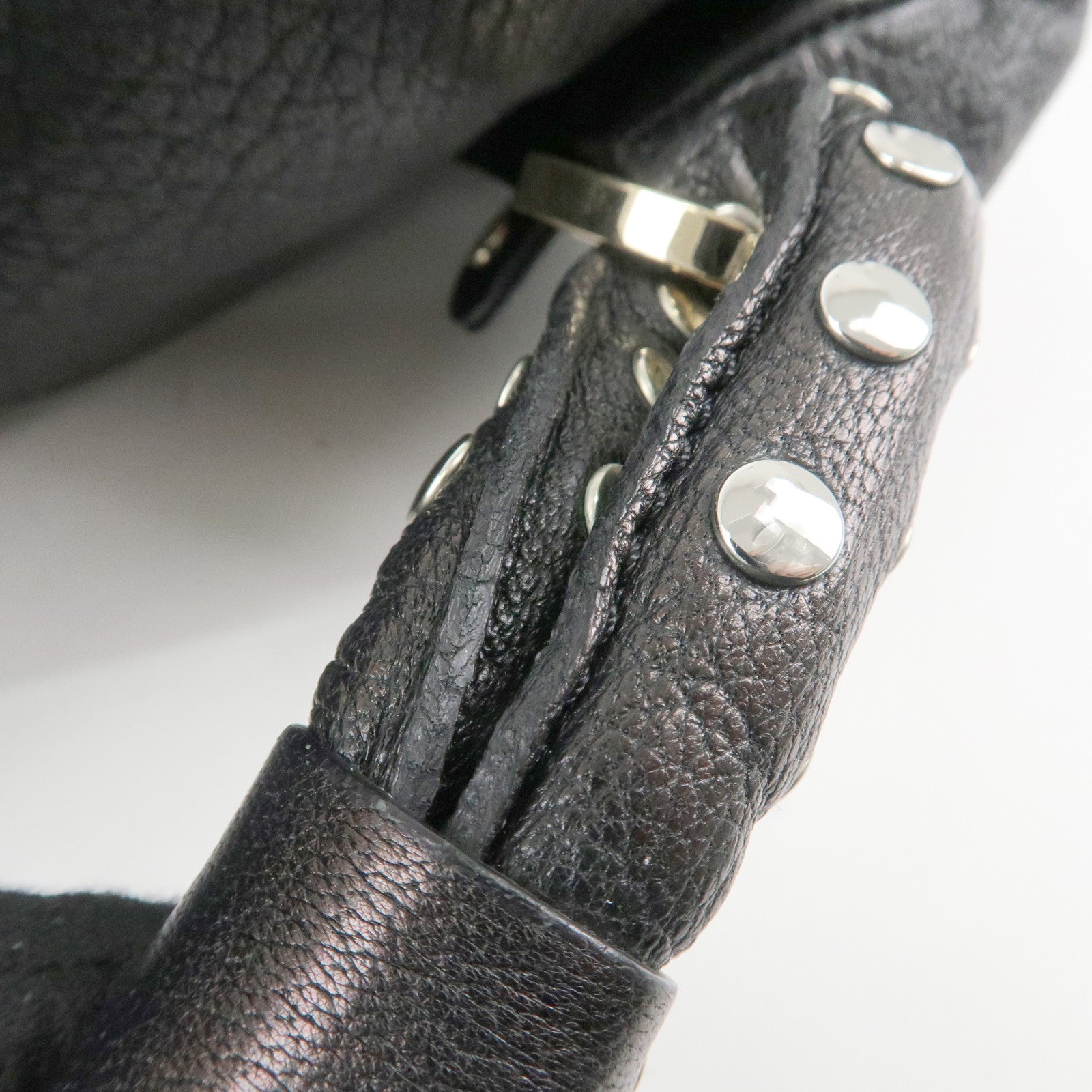 JIMMY CHOO Leather Skybag Shoulder Bag Black Gold Hardware Used